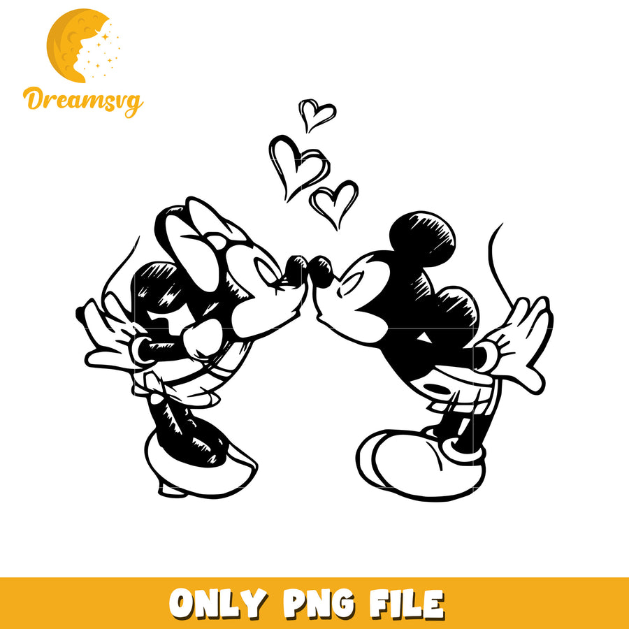 Minnie Mickey Kiss PNG Image
