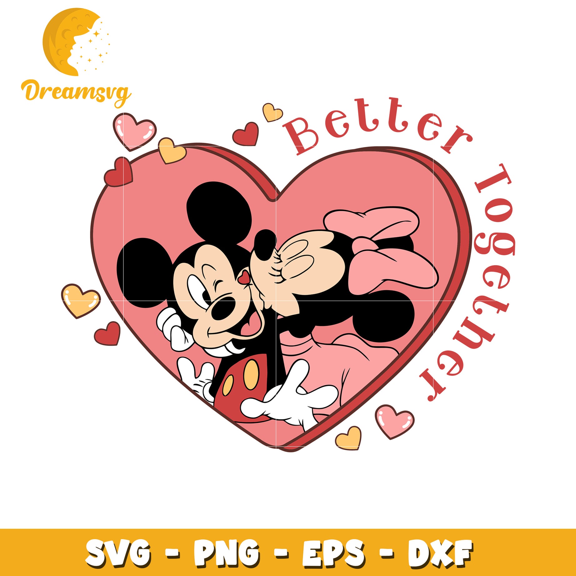 Minnie Mickey Kiss SVG Valentine PNG EPS DXF