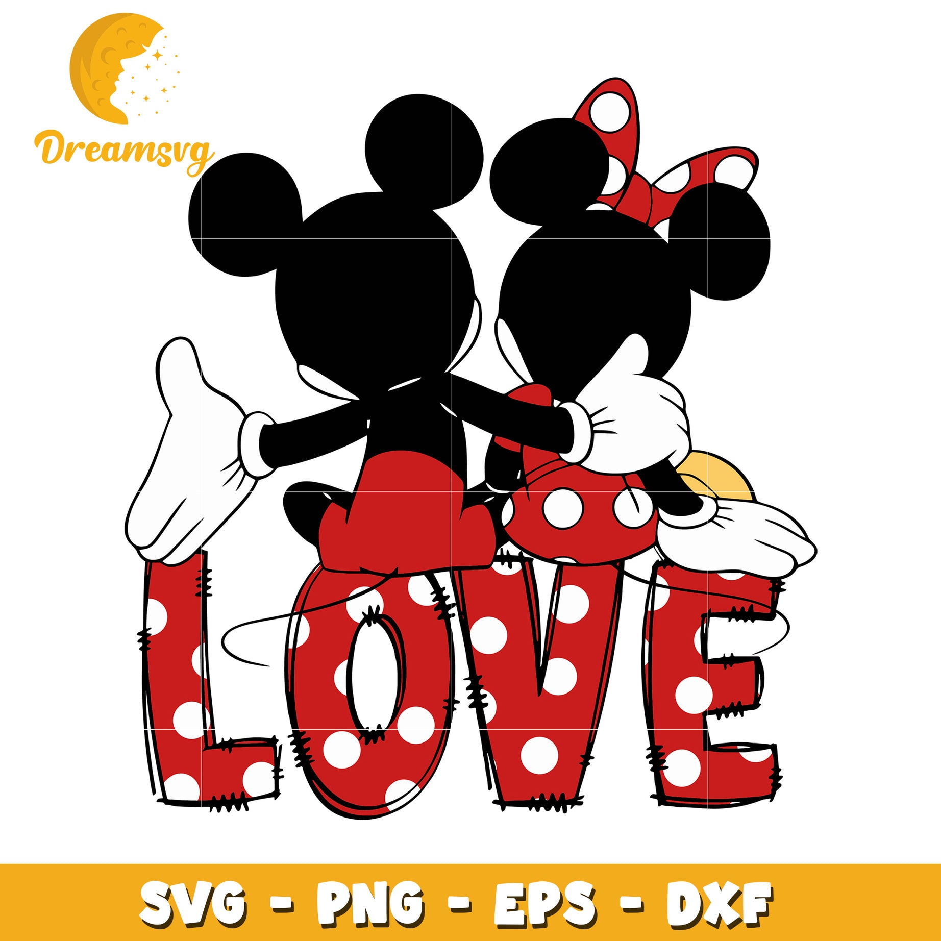 Minnie Mickey Love SVG PNG EPS DXF