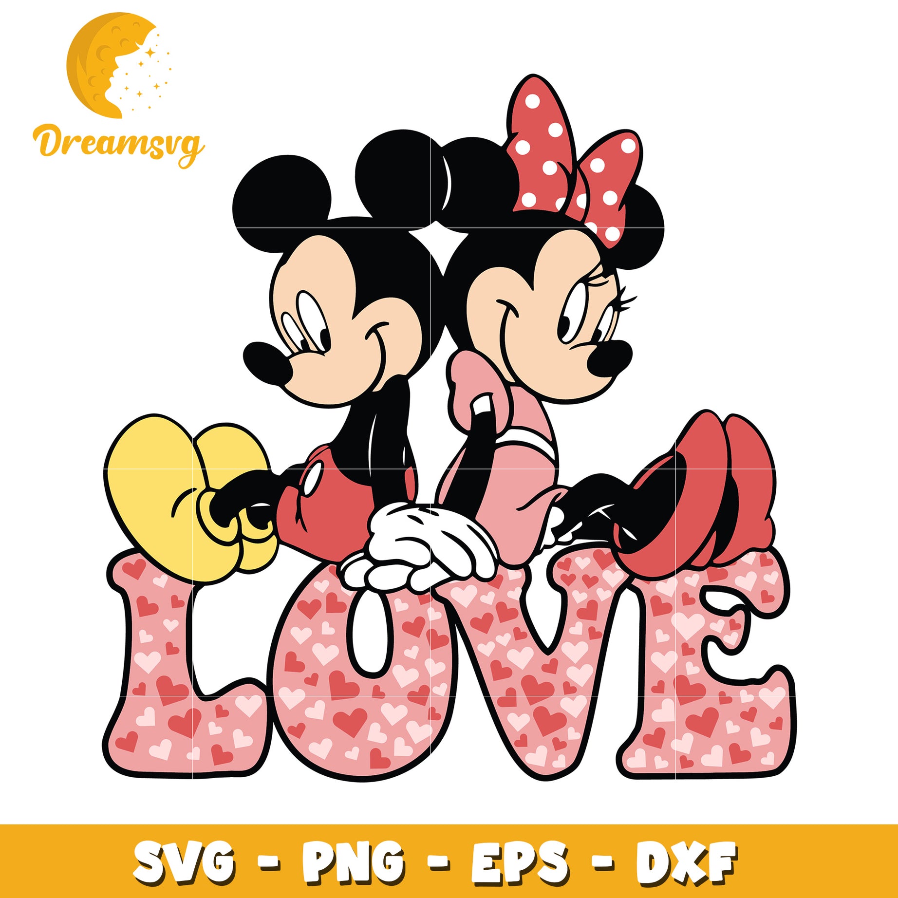 Minnie Mickey Love SVG Valentine PNG EPS DXF