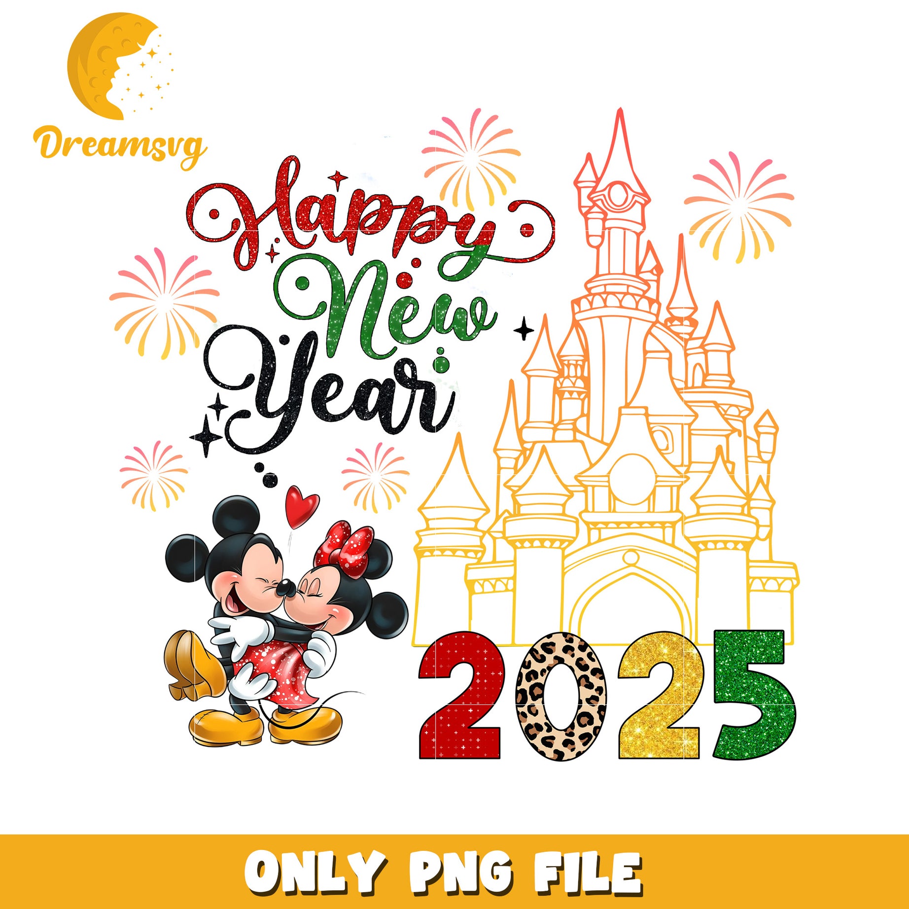 Minnie Mickey New Year PNG 2025