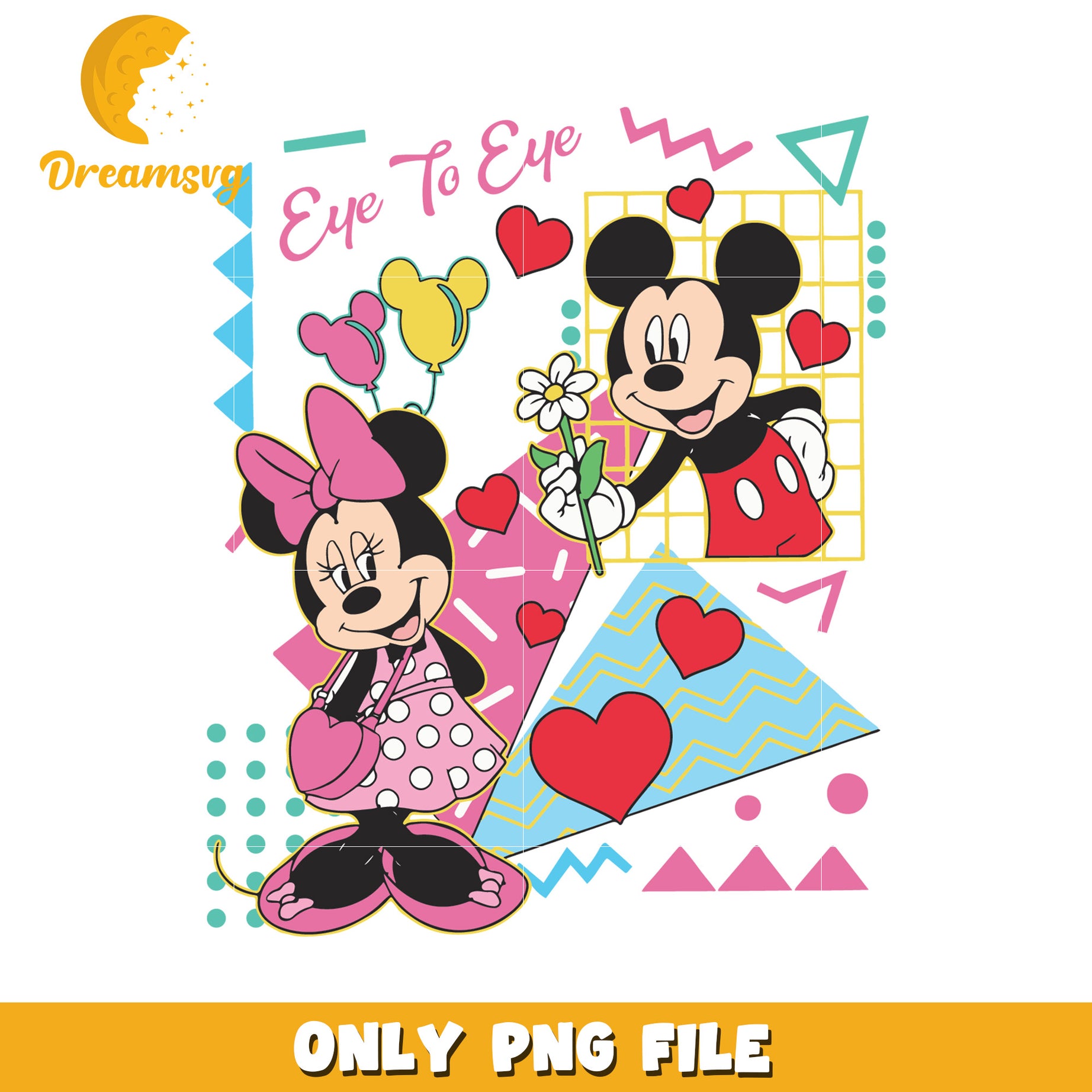 Minnie Mickey PNG Retro Love