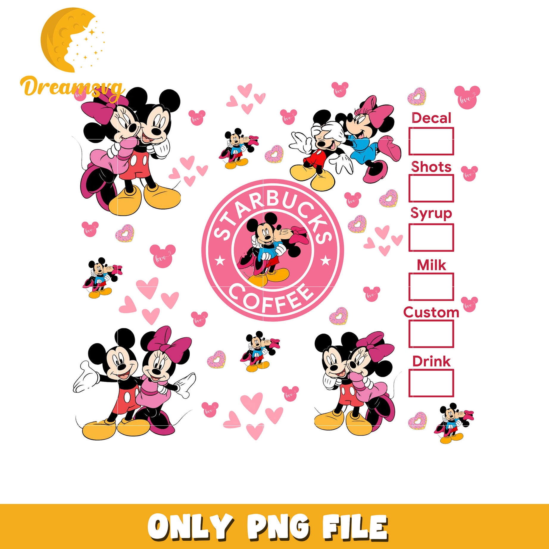 Minnie Mickey Starbucks PNG Decal