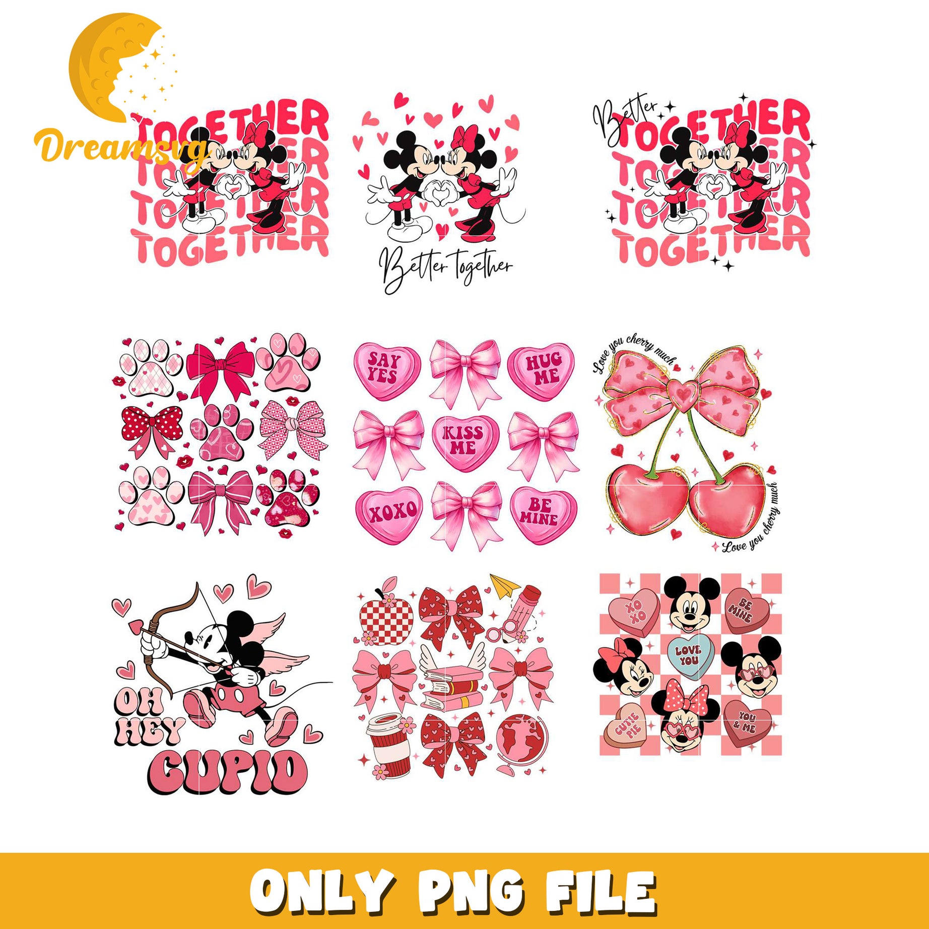 Minnie Mickey Valentine PNG Bundle