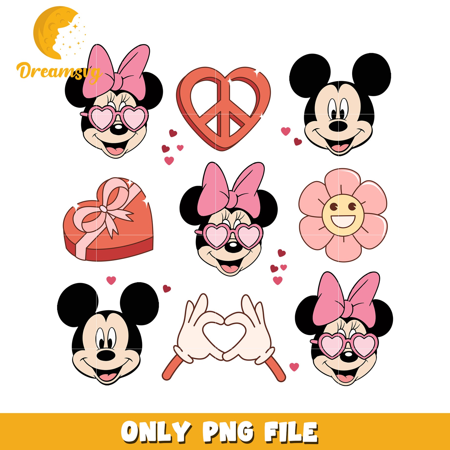 Minnie Mickey Valentine PNG Set