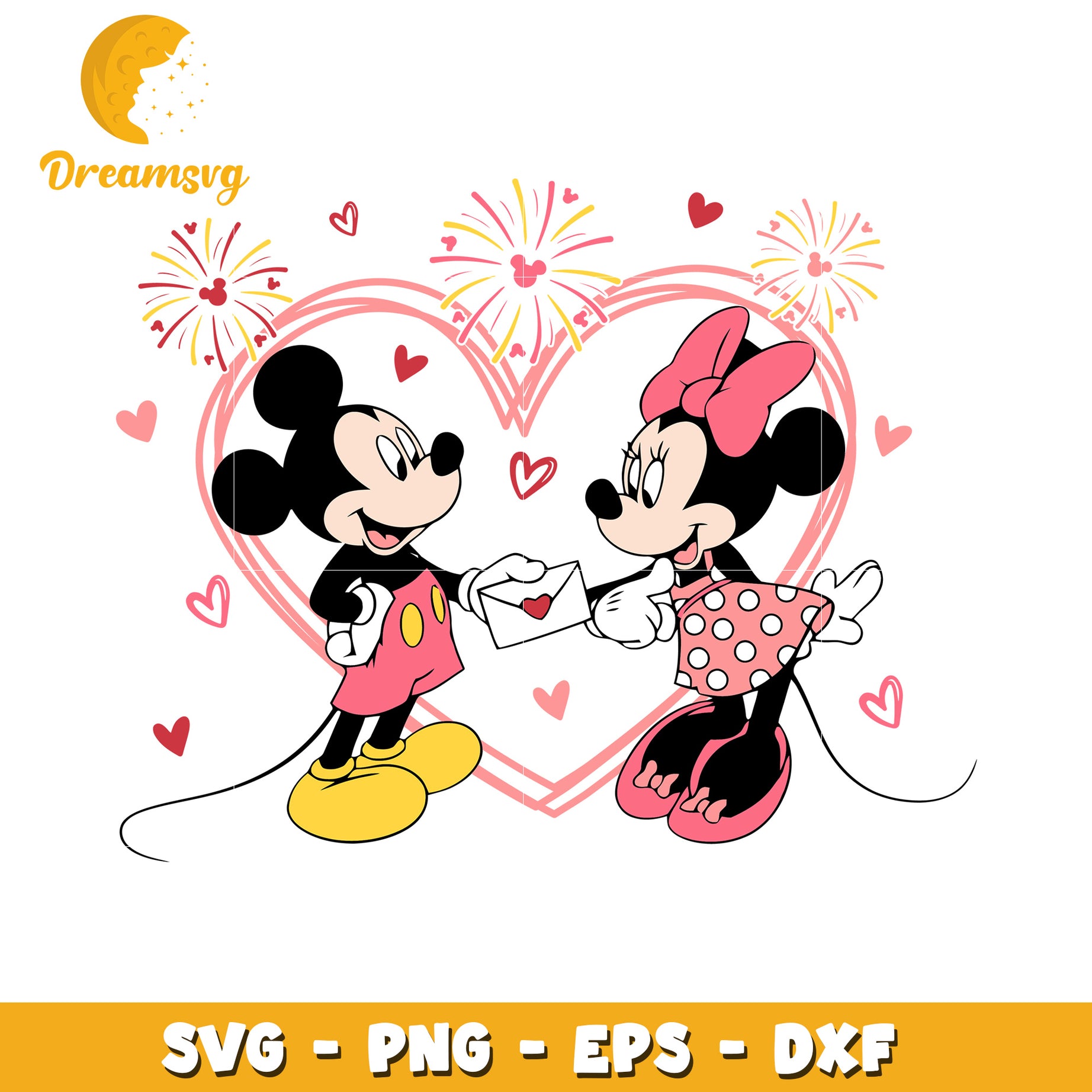 Minnie Mickey Valentine SVG PNG EPS DXF