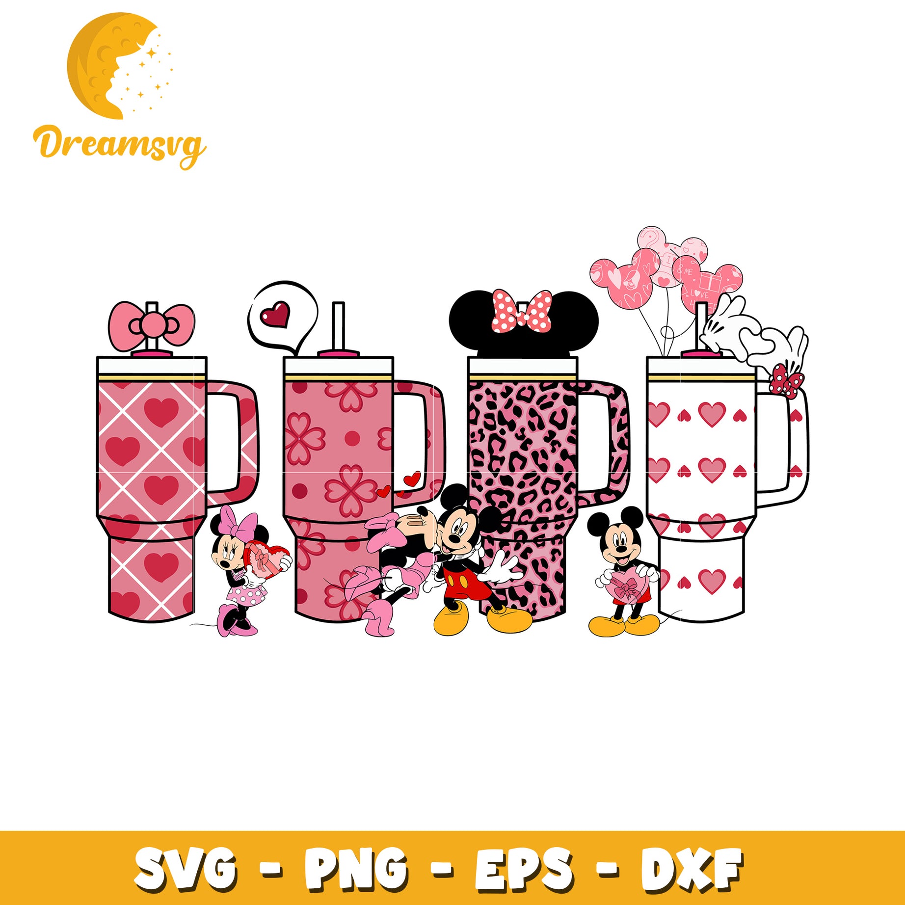 Minnie Mickey Valentine Tumblers SVG PNG EPS DXF