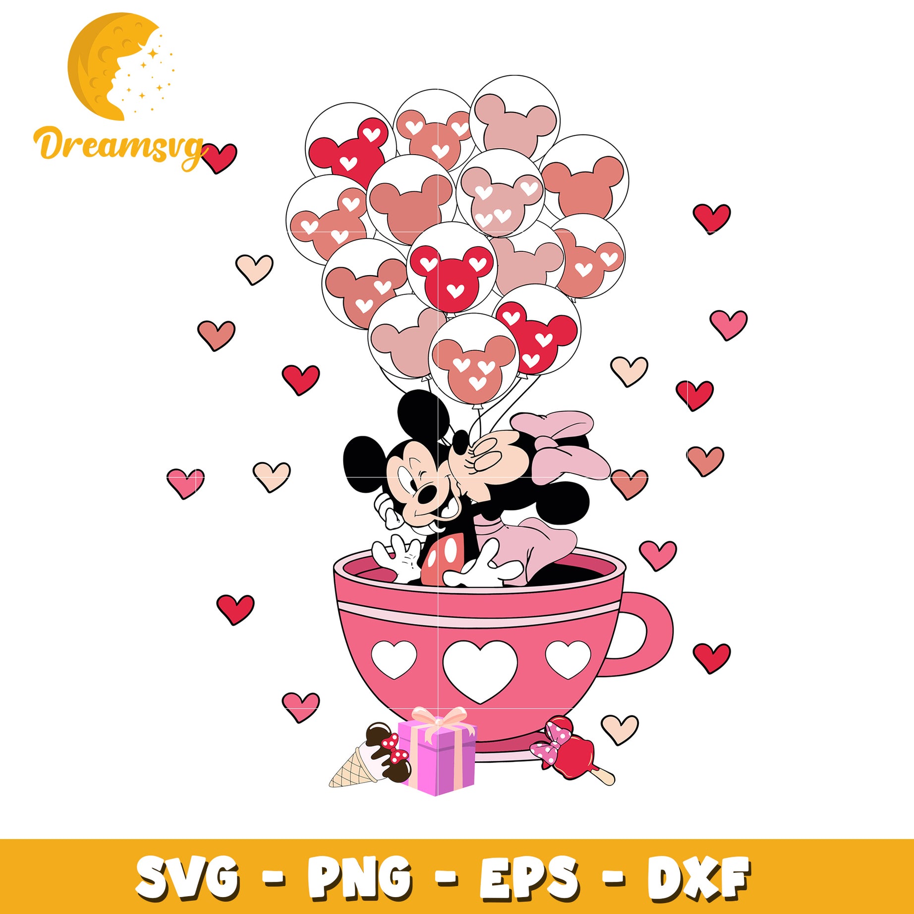 Minnie Mickey Valentines SVG PNG EPS DXF