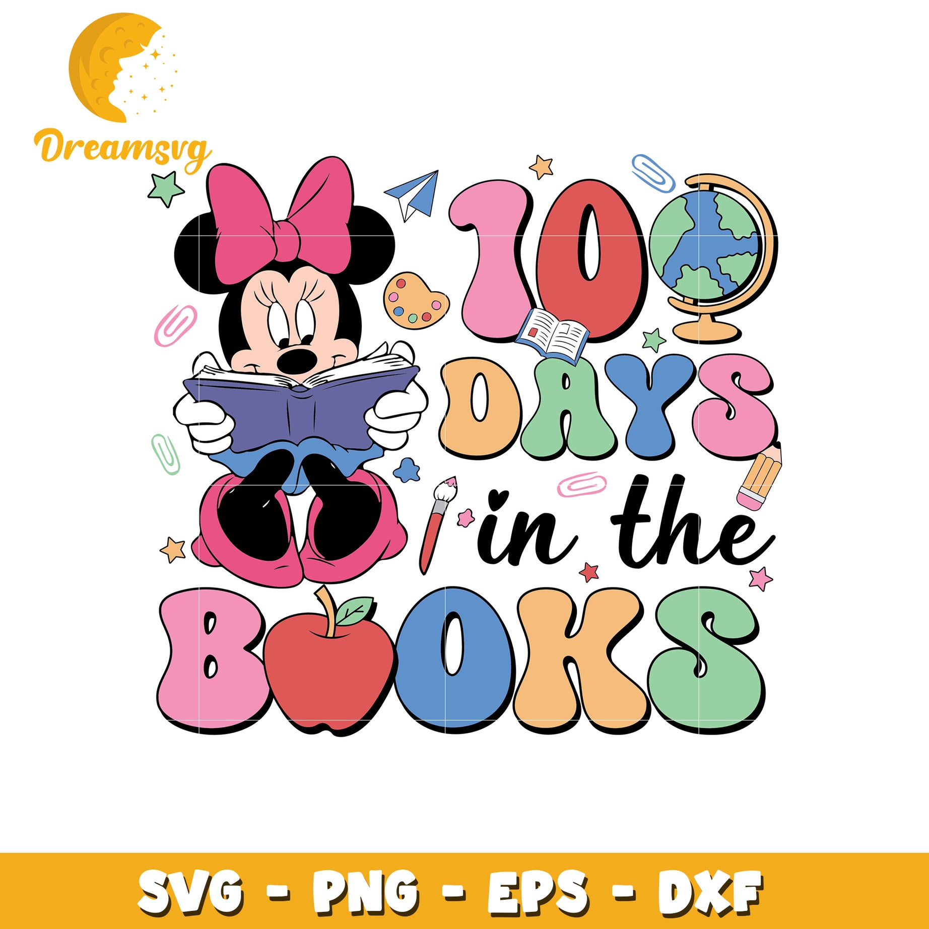 Minnie Mouse 100 Days Books SVG