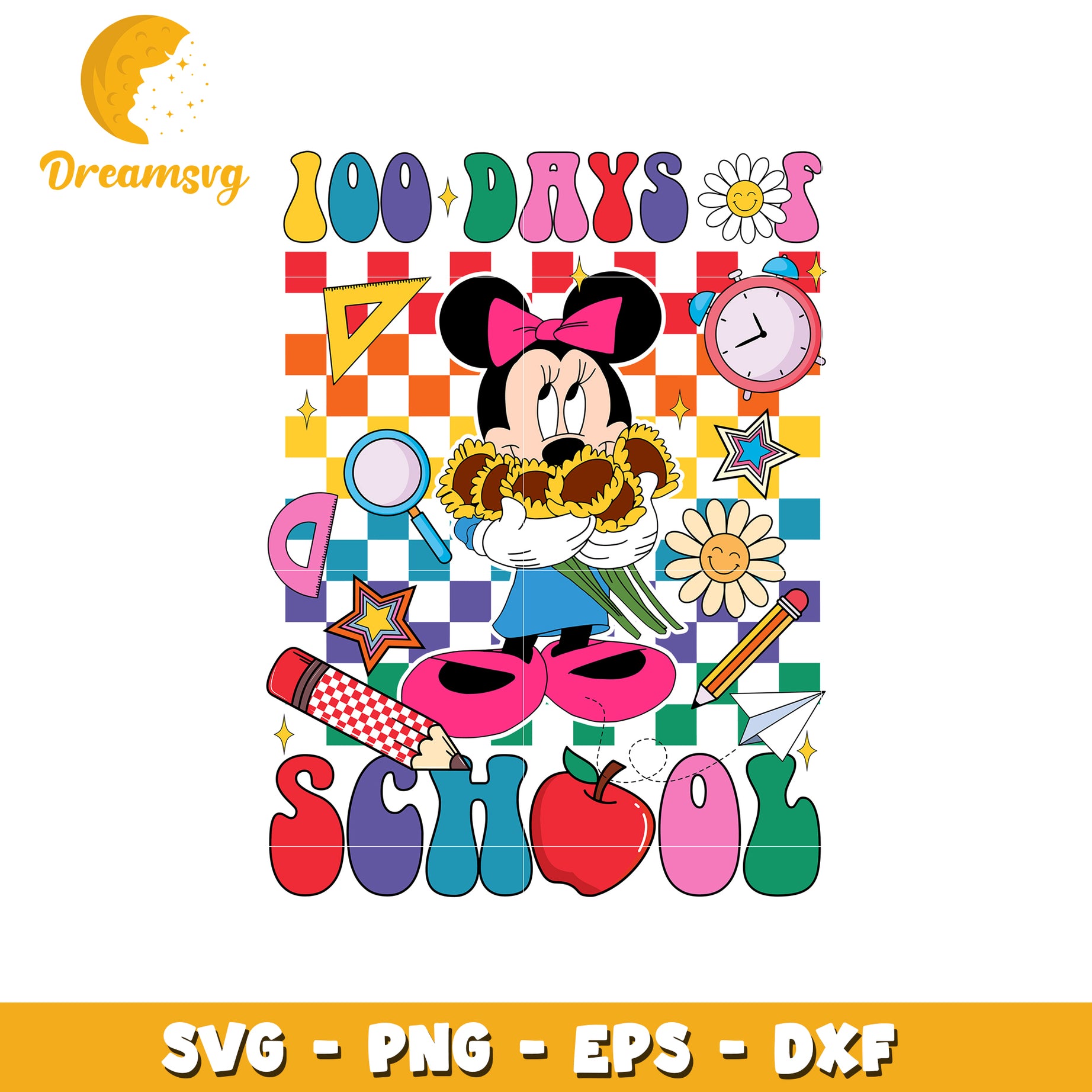 Minnie Mouse 100 Days of School SVG Cut File Design