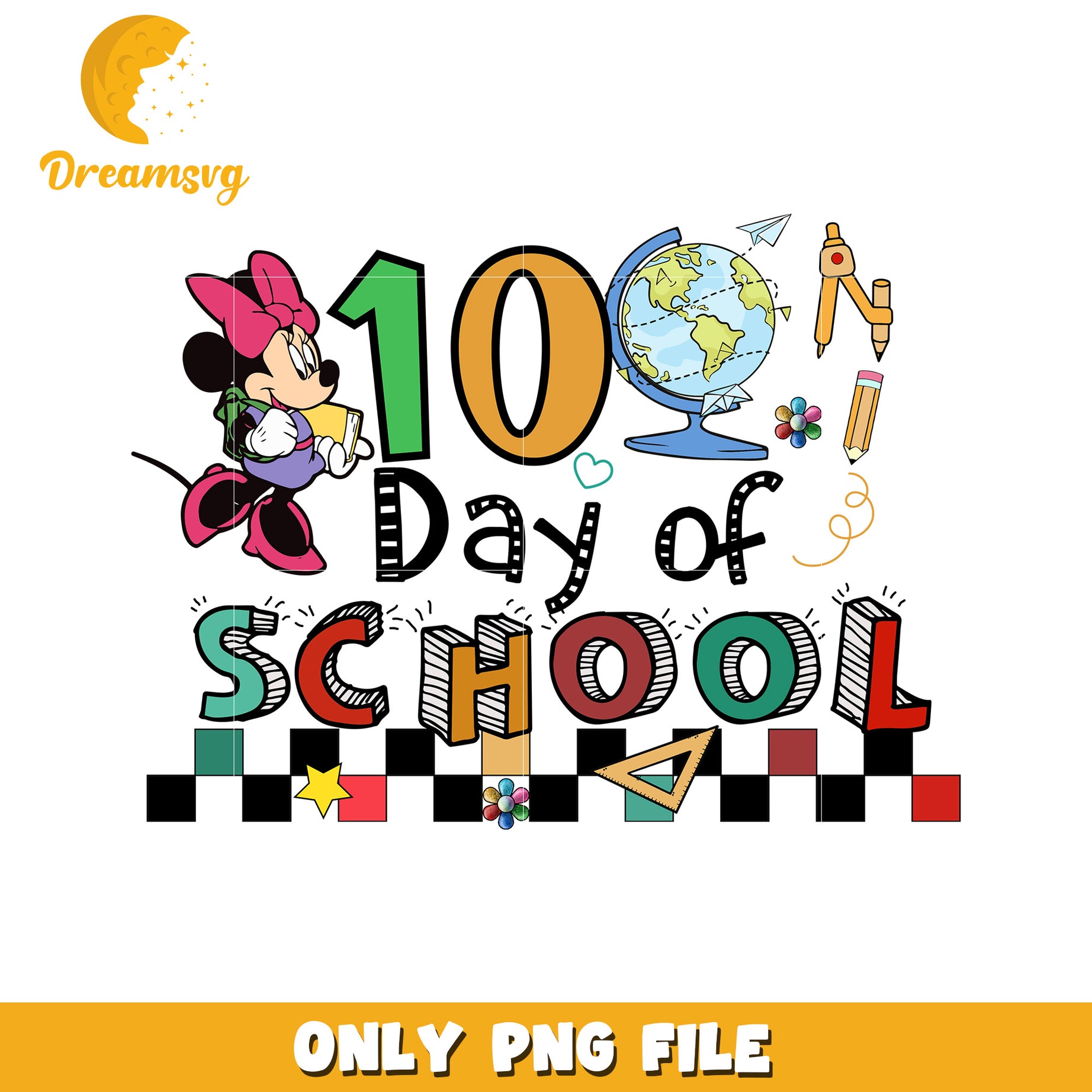 Minnie Mouse 100th Day School PNG