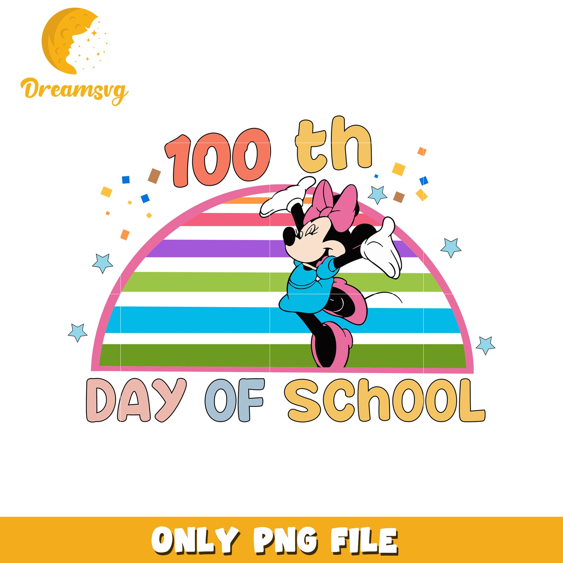 Minnie Mouse 100th Day of School PNG Sublimation Design