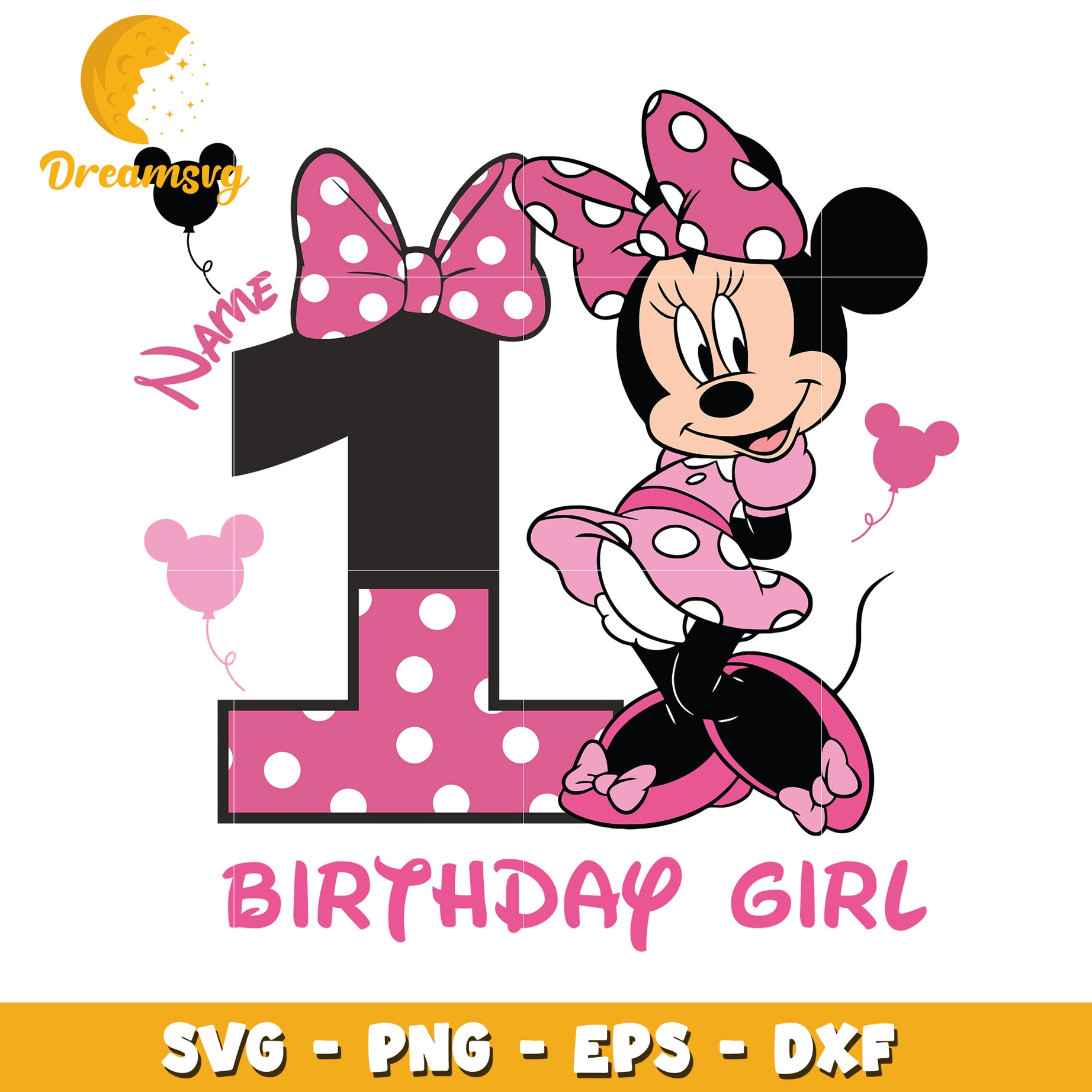 Minnie Mouse 1st Birthday SVG PNG EPS DXF