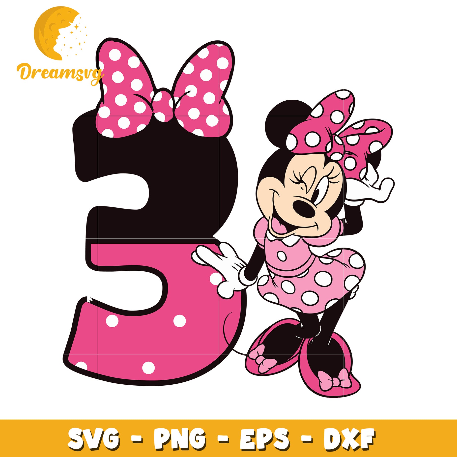 Minnie Mouse 3rd Birthday SVG PNG EPS DXF