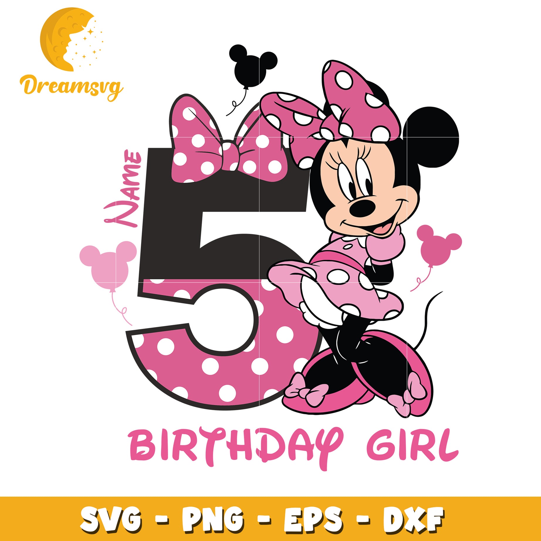 Minnie Mouse 5th Birthday SVG PNG EPS DXF