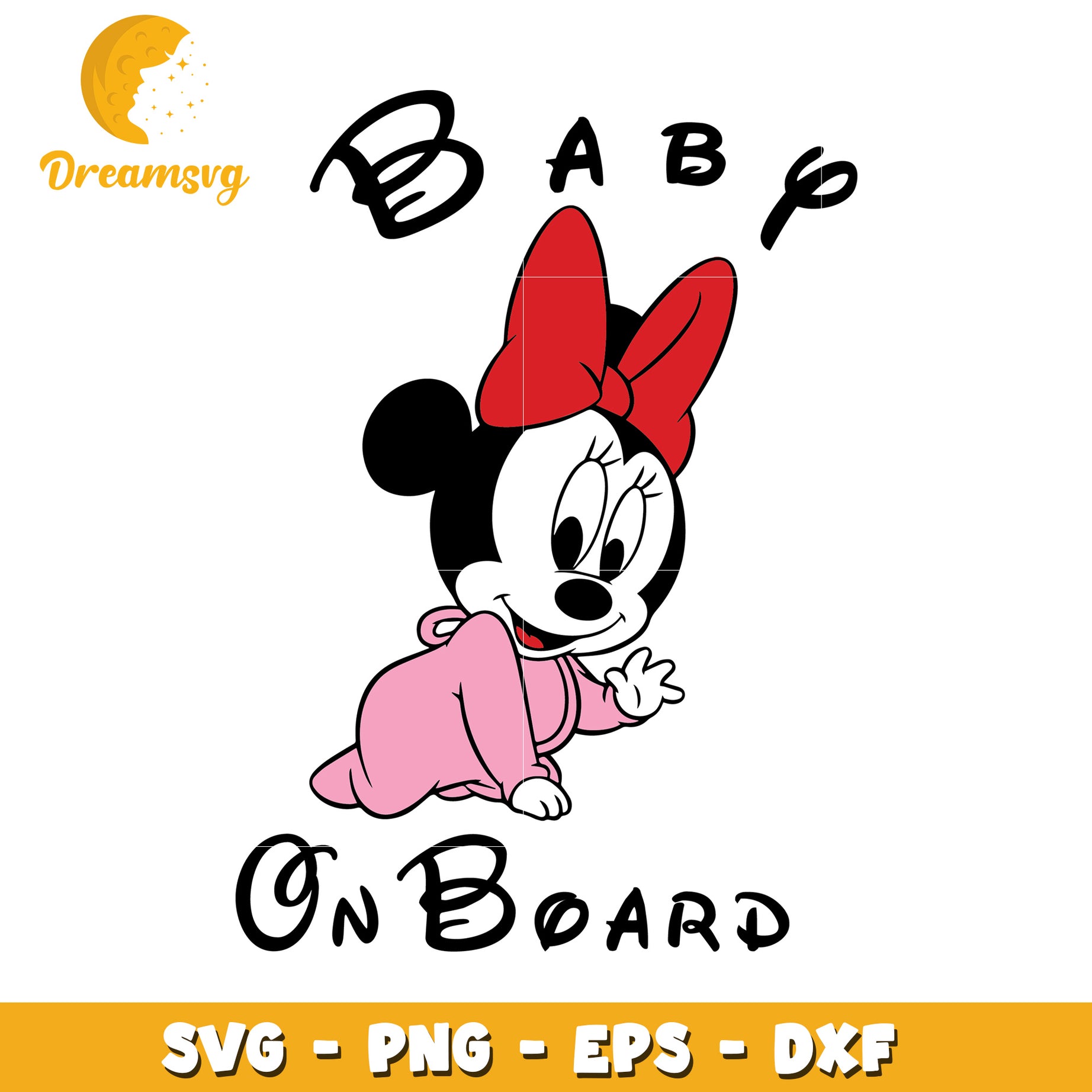 Minnie Mouse Baby On Board SVG PNG EPS DXF