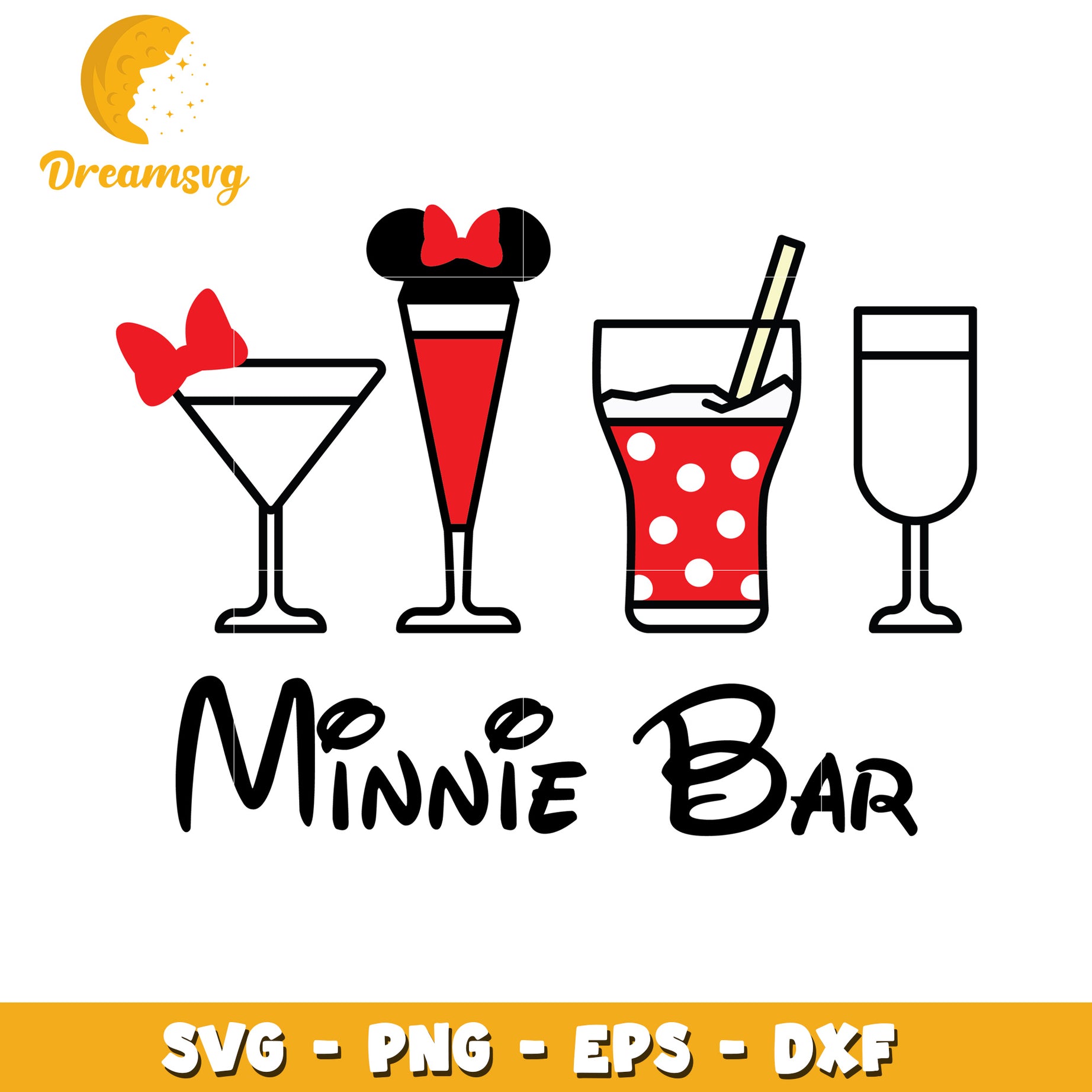 Minnie Mouse Bar SVG Cut Files