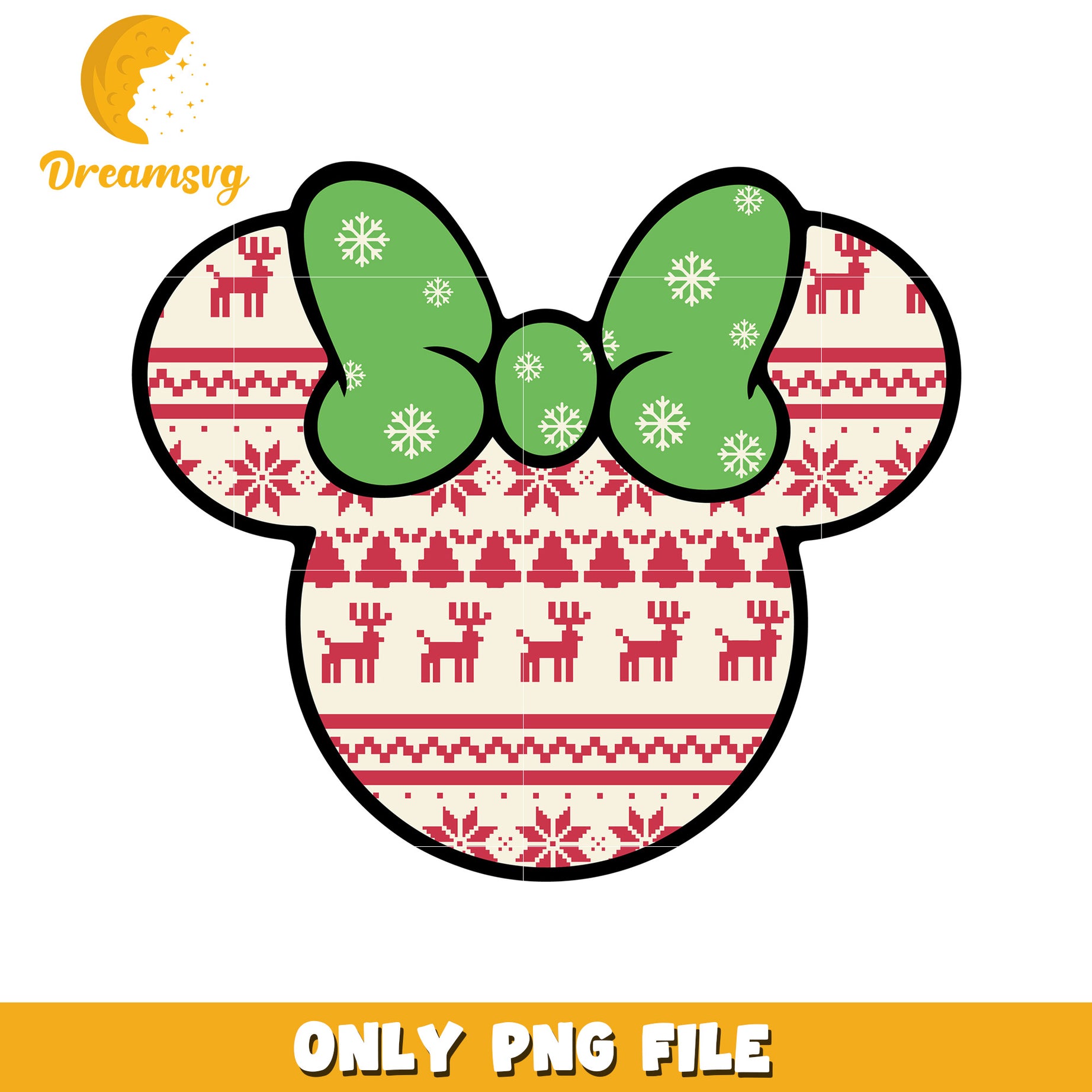 Minnie Mouse Christmas Bow PNG File Holiday Design