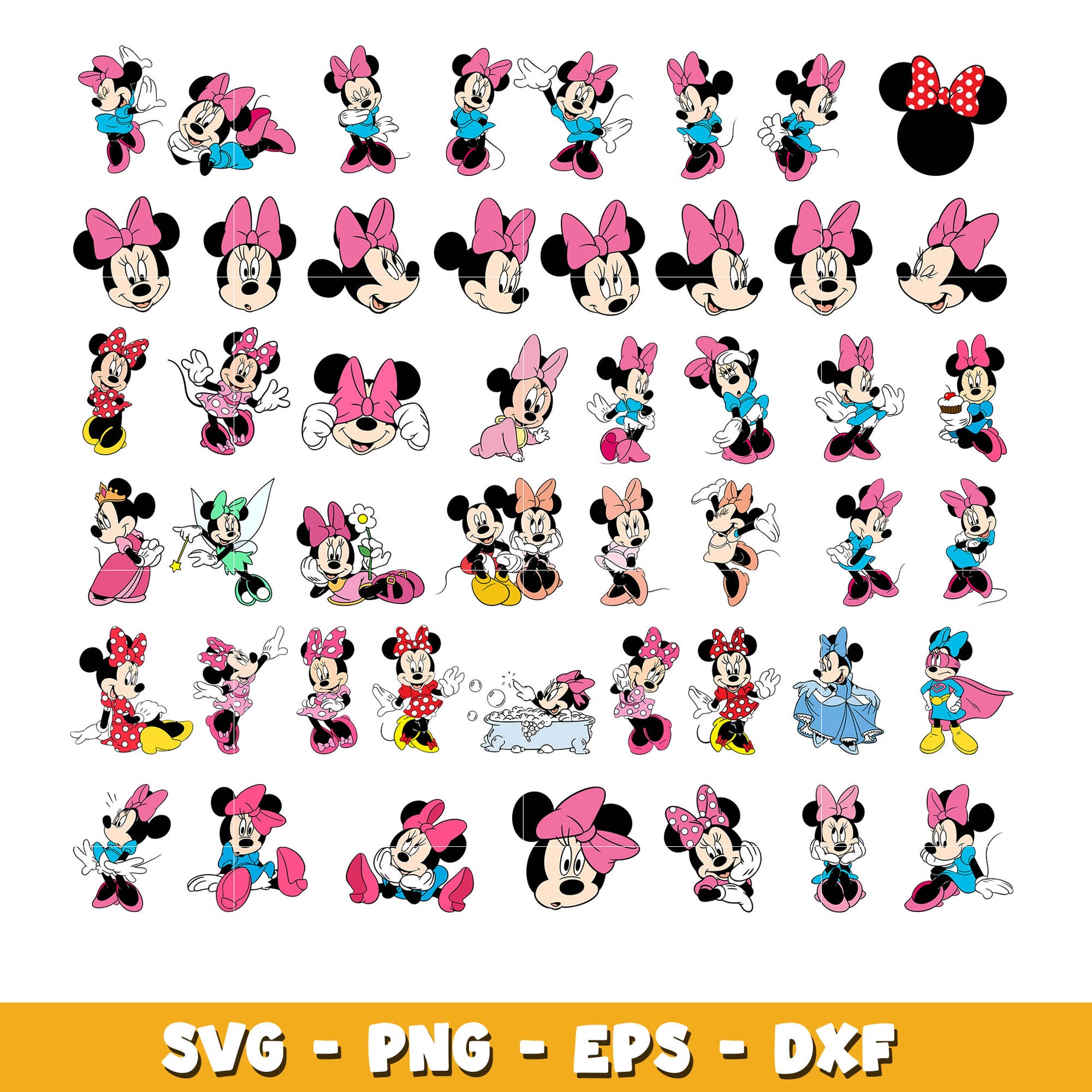 Minnie Mouse Polka Dot bundle svg, Disney cartoon svg, Digital download 