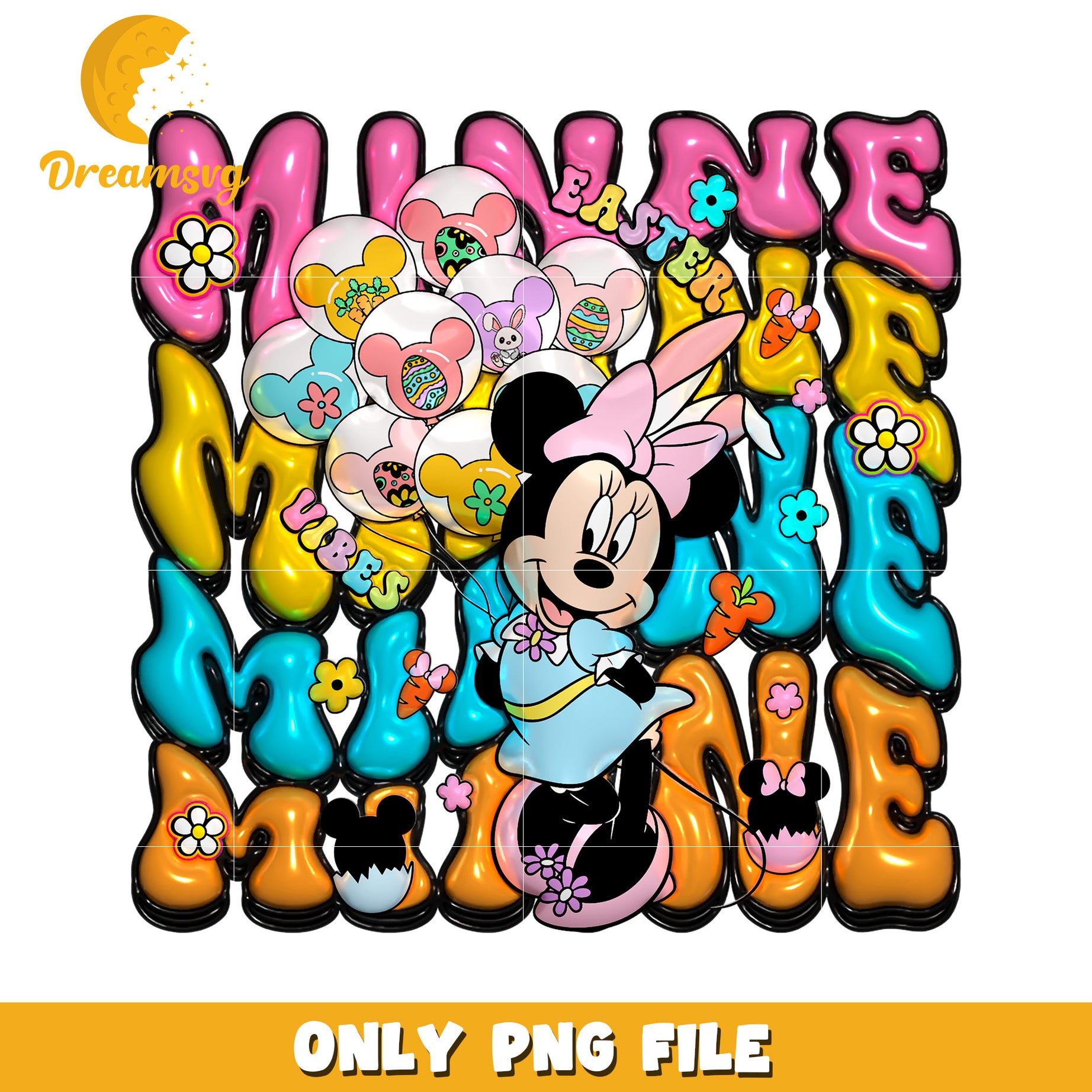 Minnie Mouse Easter PNG File Colorful Balloon Design