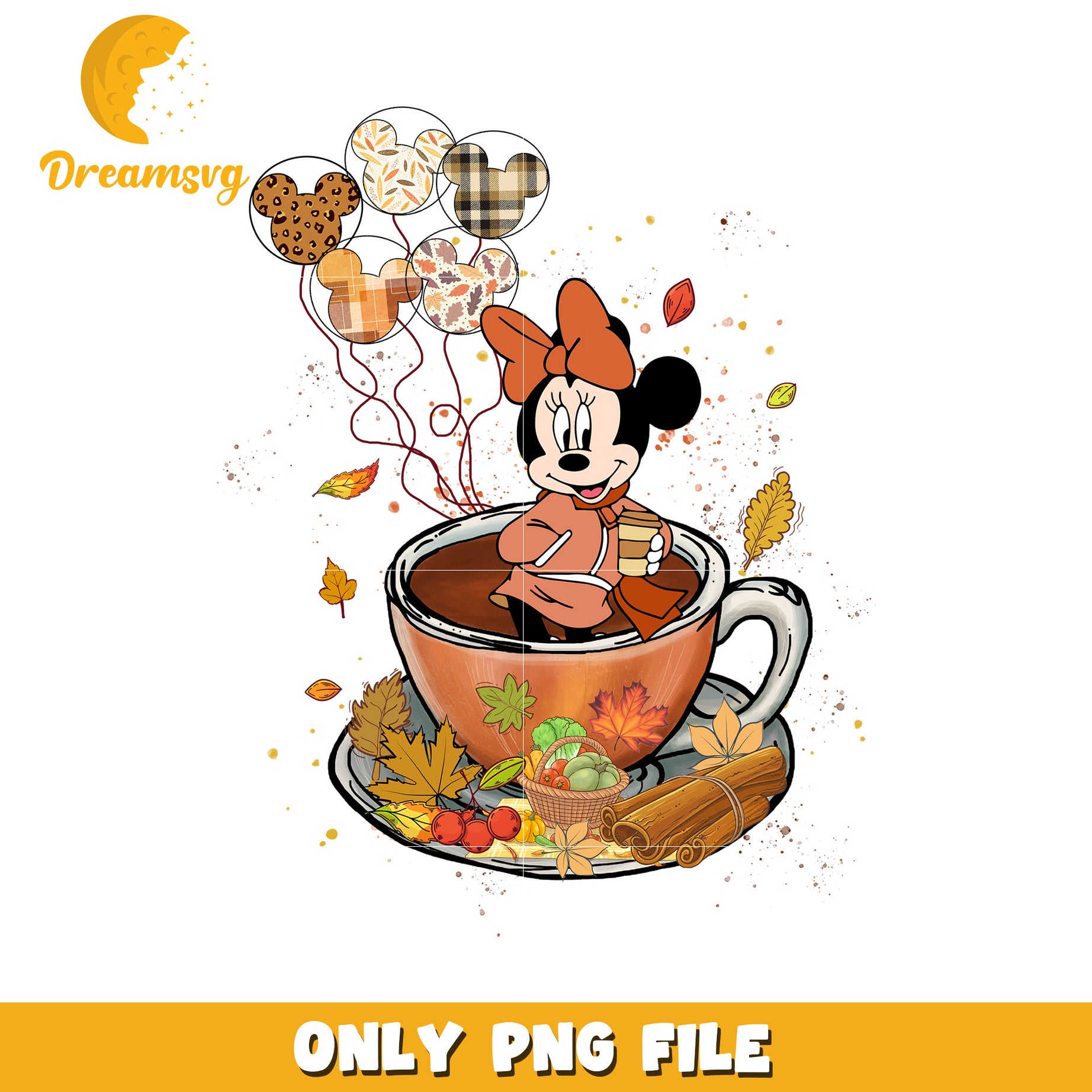 Minnie Mouse Fall Coffee PNG