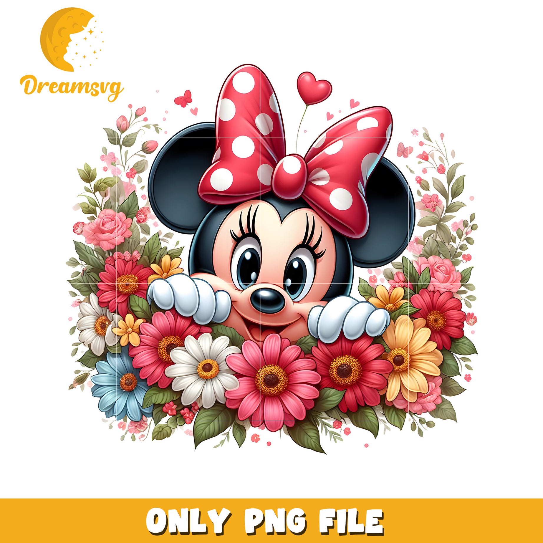 Minnie Mouse Floral Design PNG File for Download