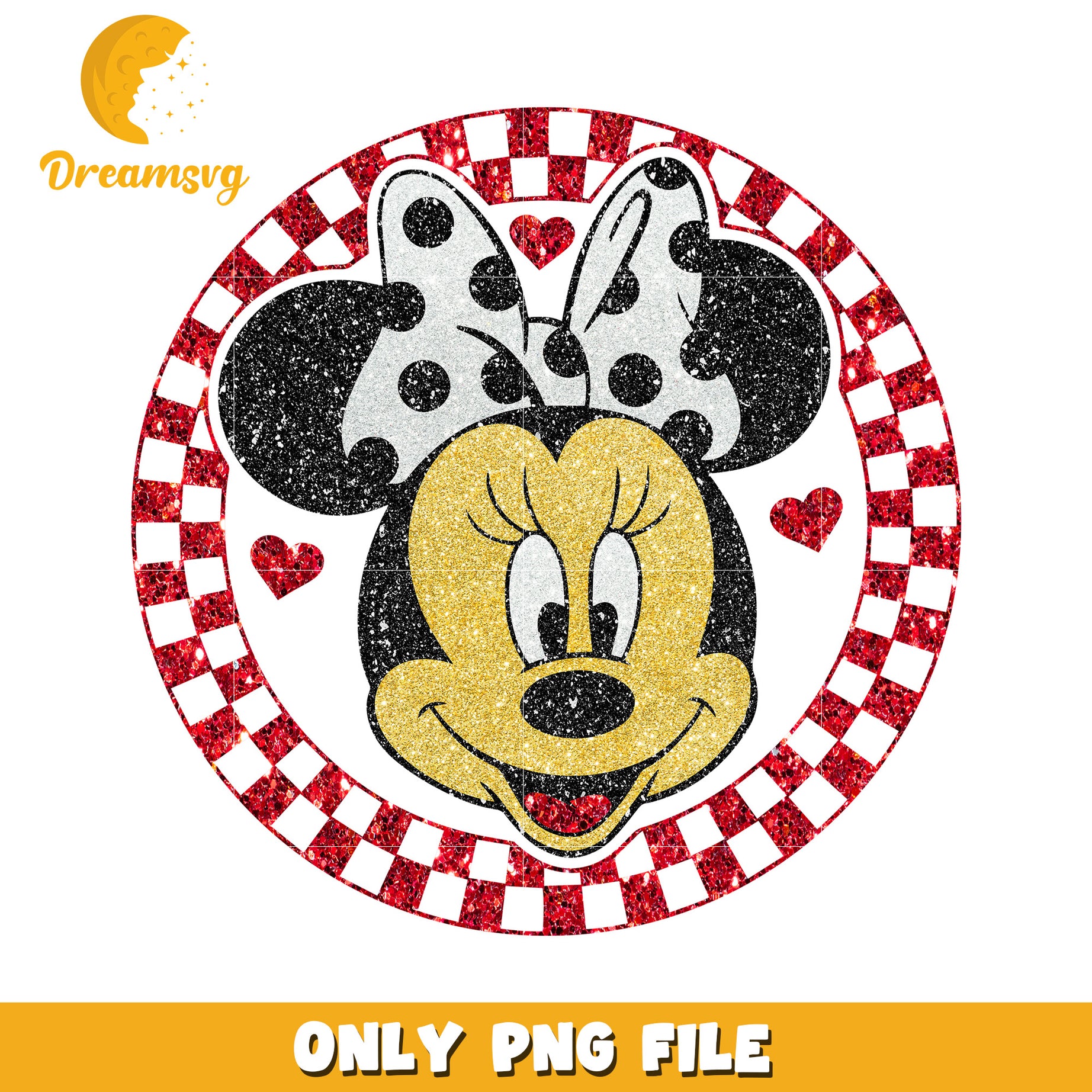 Minnie Mouse Glitter PNG Digital Clipart for Crafts