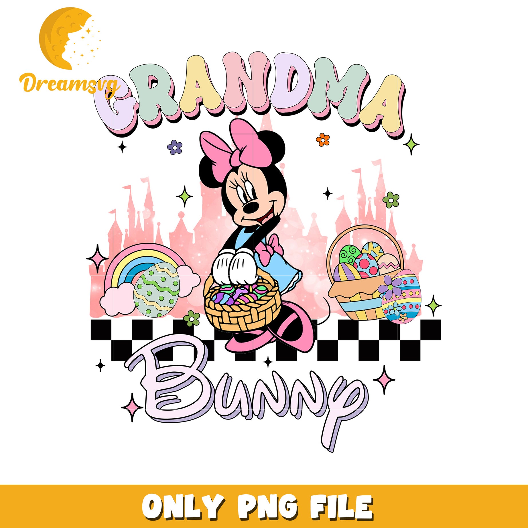 Minnie Mouse Grandma Bunny PNG Easter Celebration Design
