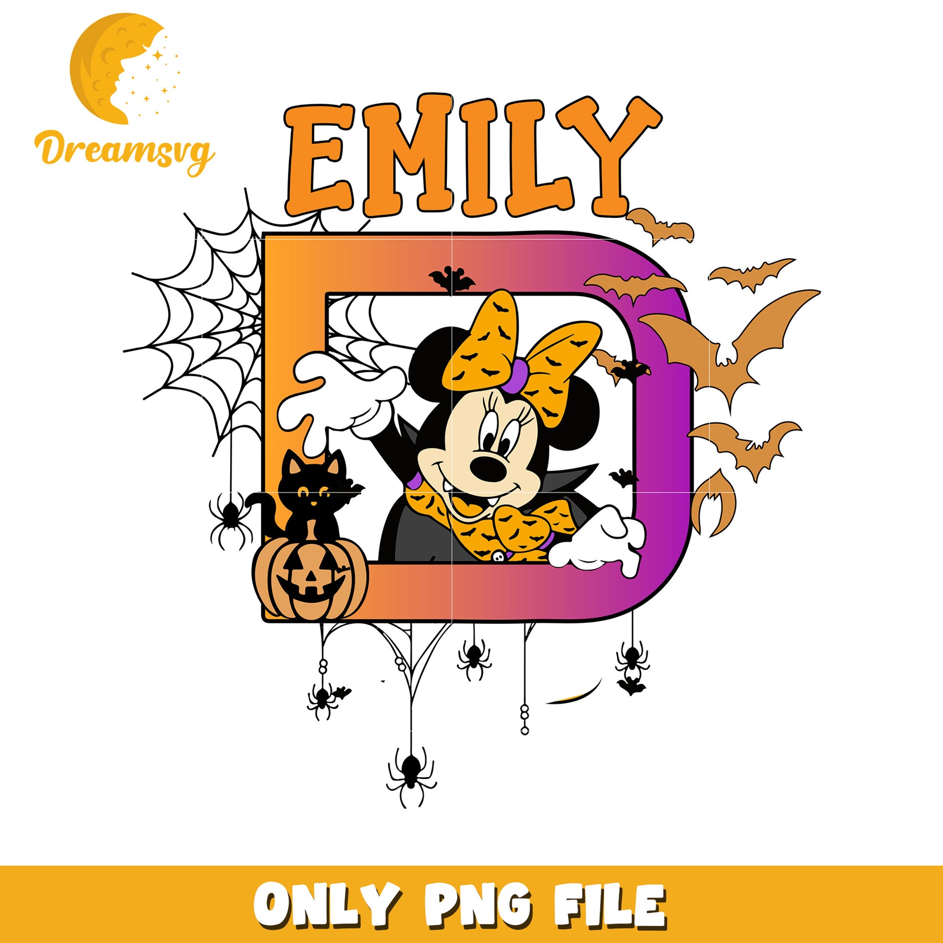 Minnie Mouse Halloween PNG Design for Name Emily