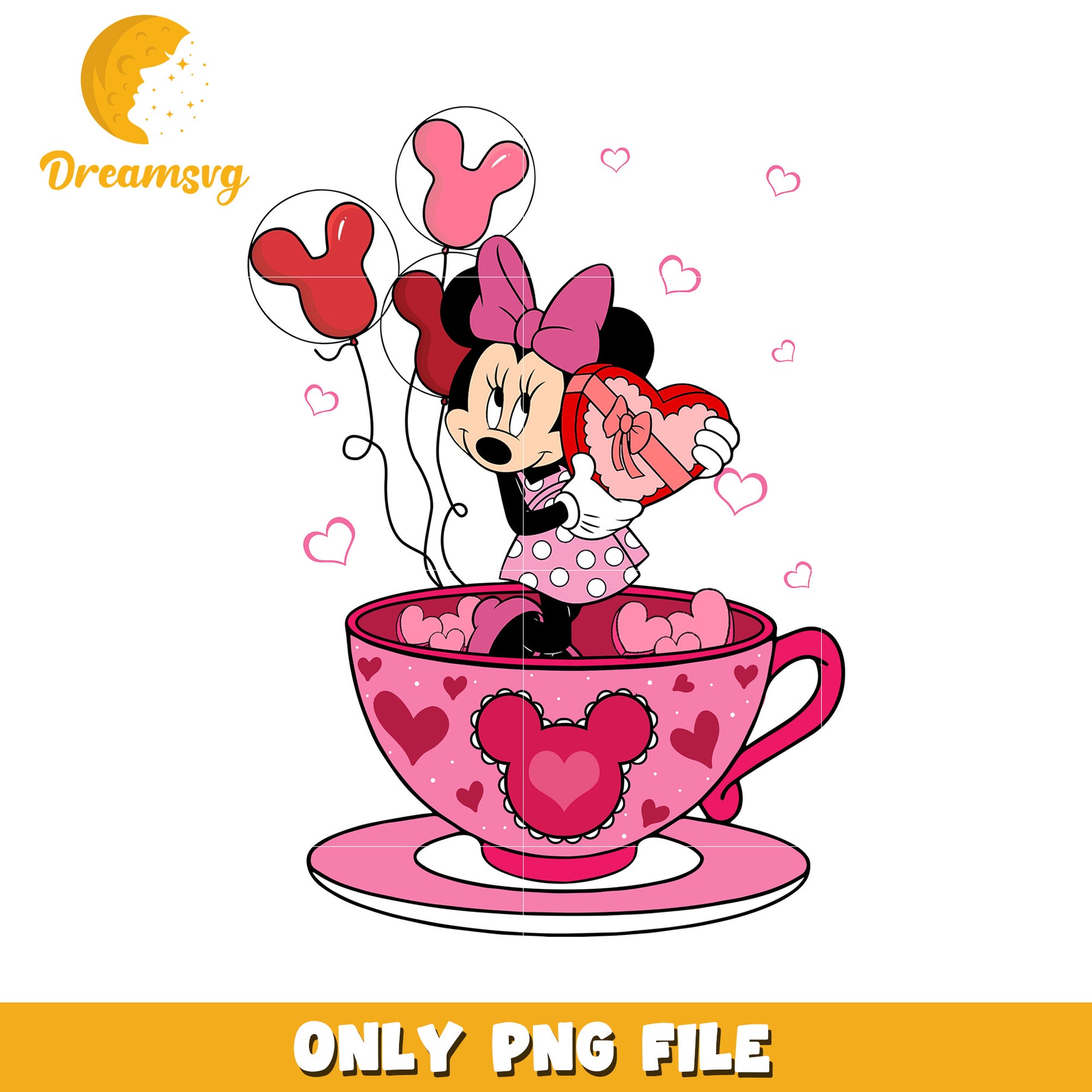 Minnie Mouse Heart Cup Cute PNG File for Crafts and Decor