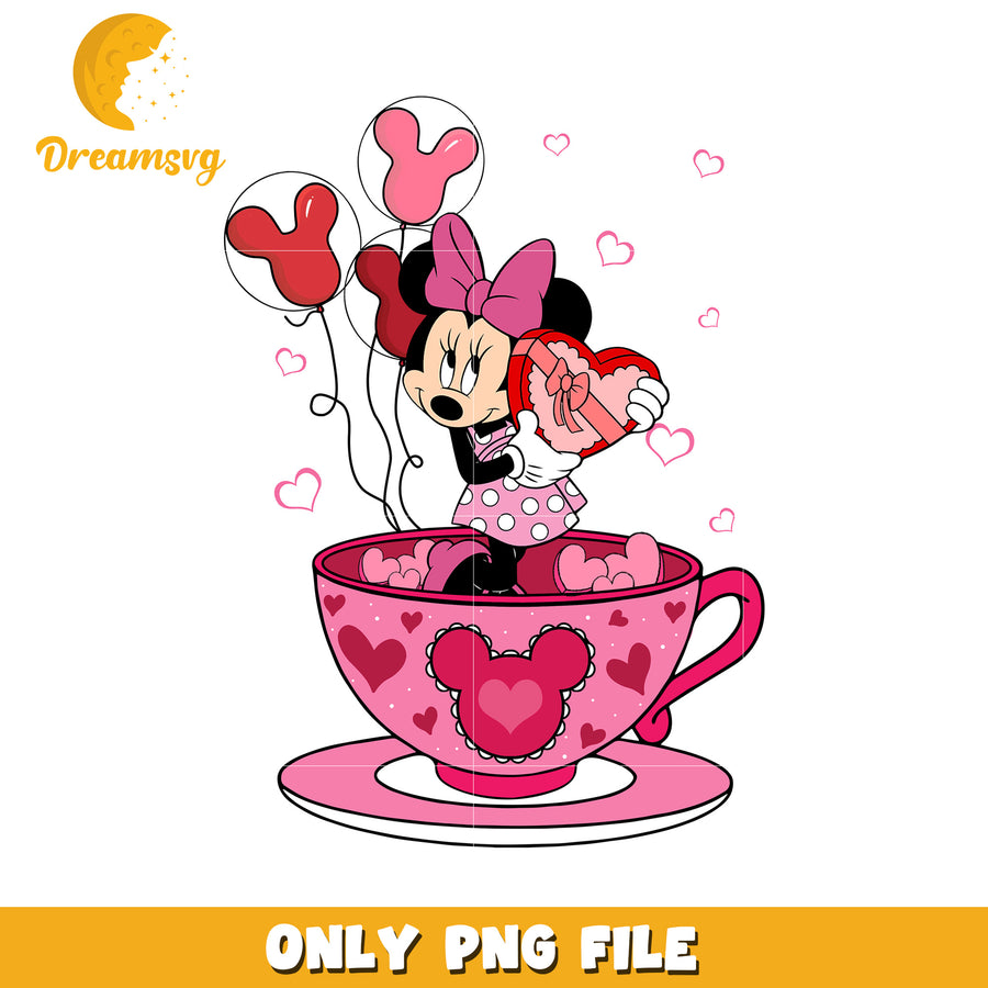 Minnie Mouse Heart Cup Cute PNG File for Crafts and Decor