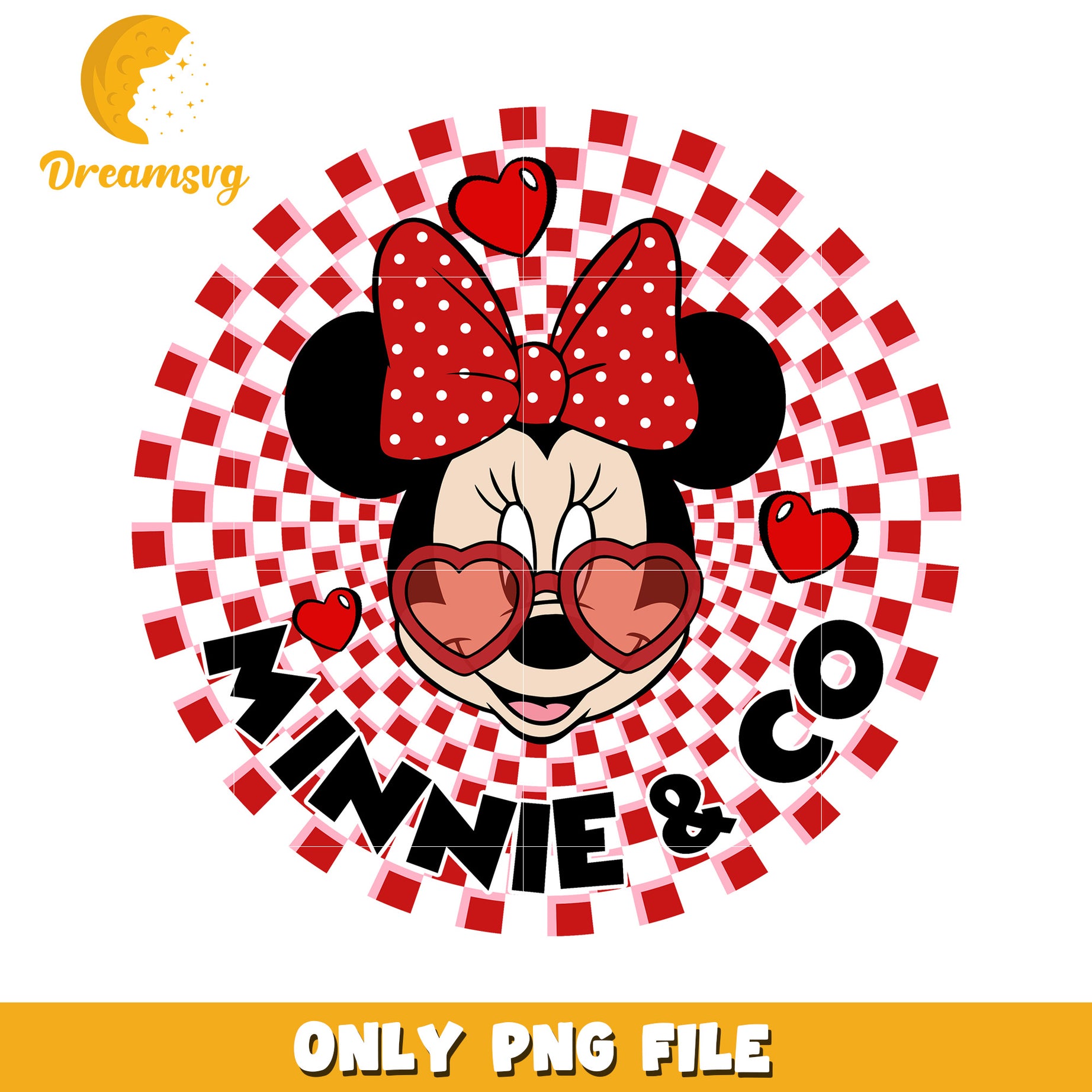 Minnie Mouse Heart Sunglasses Cute PNG Graphic Design File