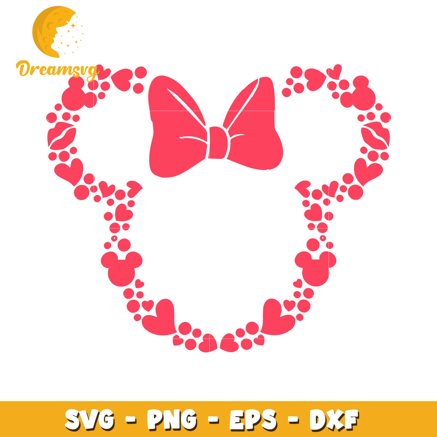 Minnie Mouse Hearts SVG PNG EPS DXF Cut File