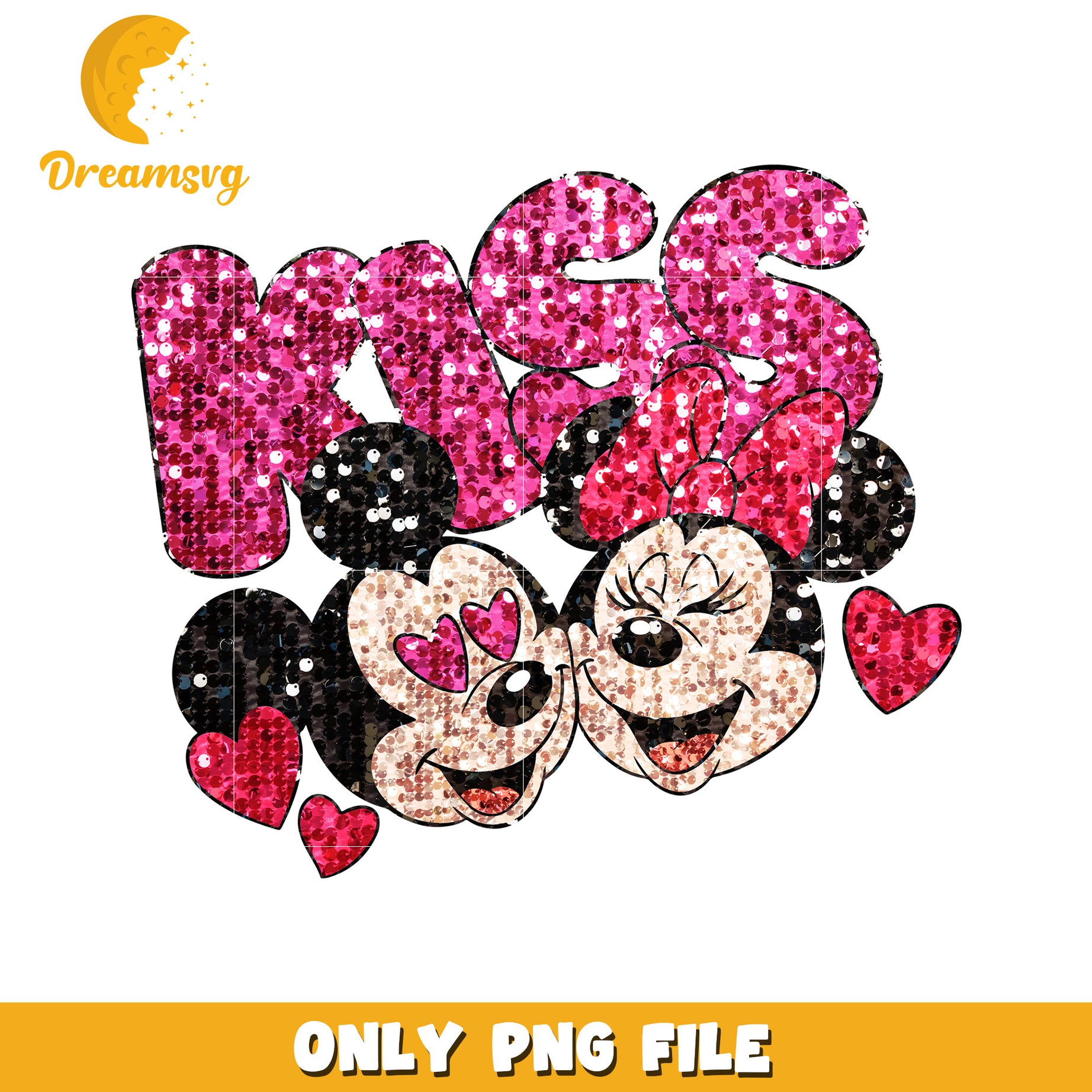 Minnie Mouse Kiss PNG Glitter Design