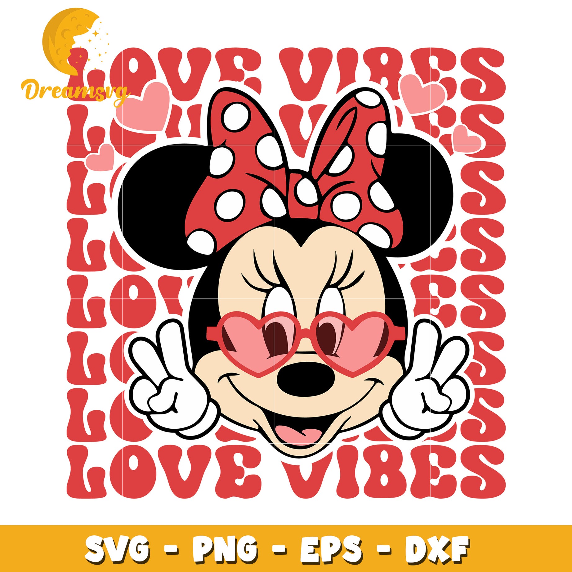 Minnie Mouse Love Vibes SVG PNG EPS DXF