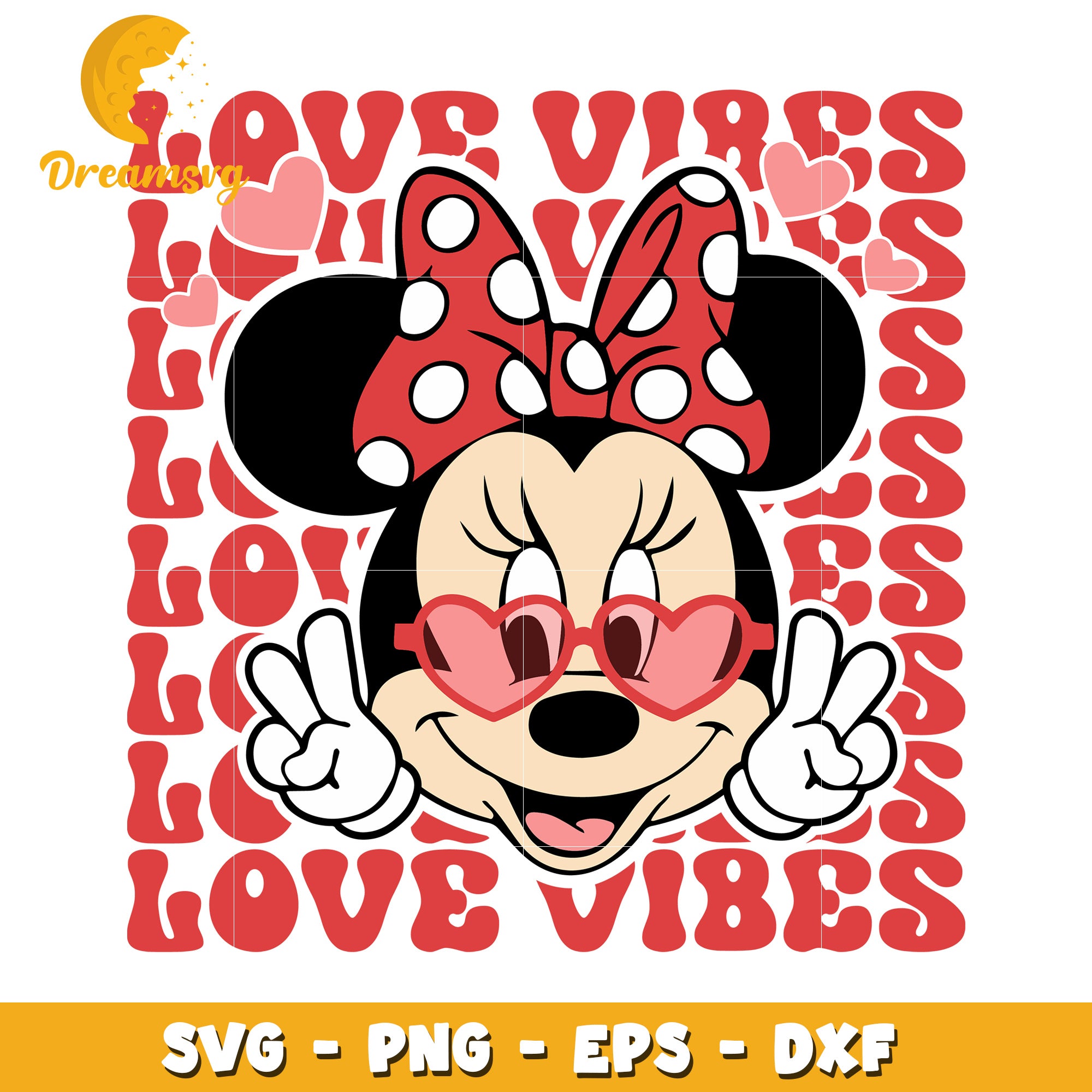 Minnie Mouse Love Vibes SVG PNG EPS DXF