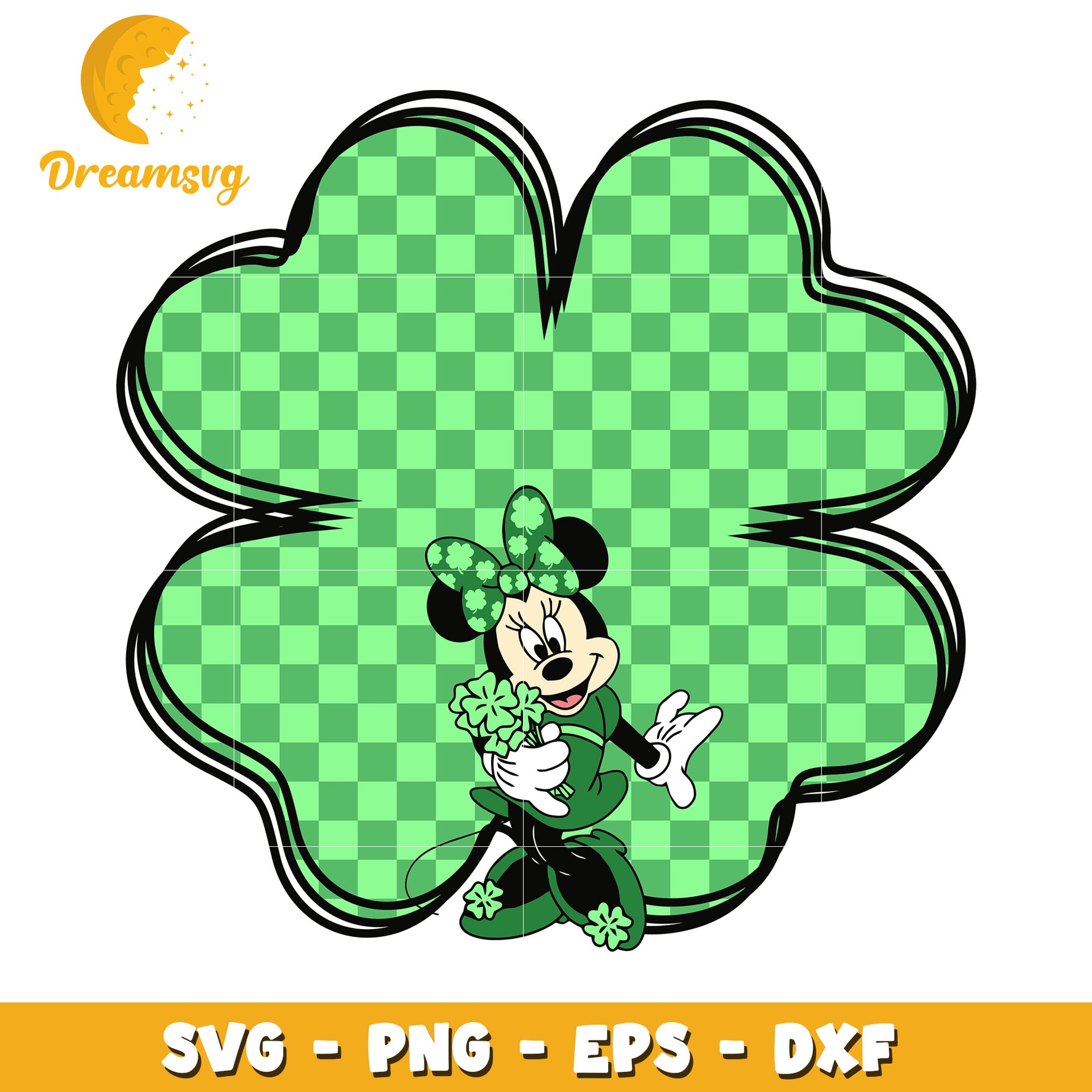 Minnie Mouse Lucky Clover SVG St Patrick's Day Graphic Design