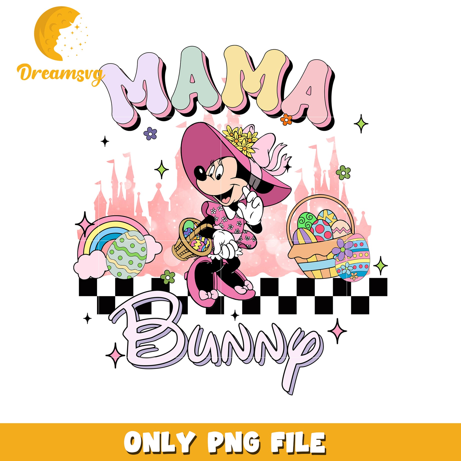 Minnie Mouse Mama Bunny Easter Graphic PNG for Kids