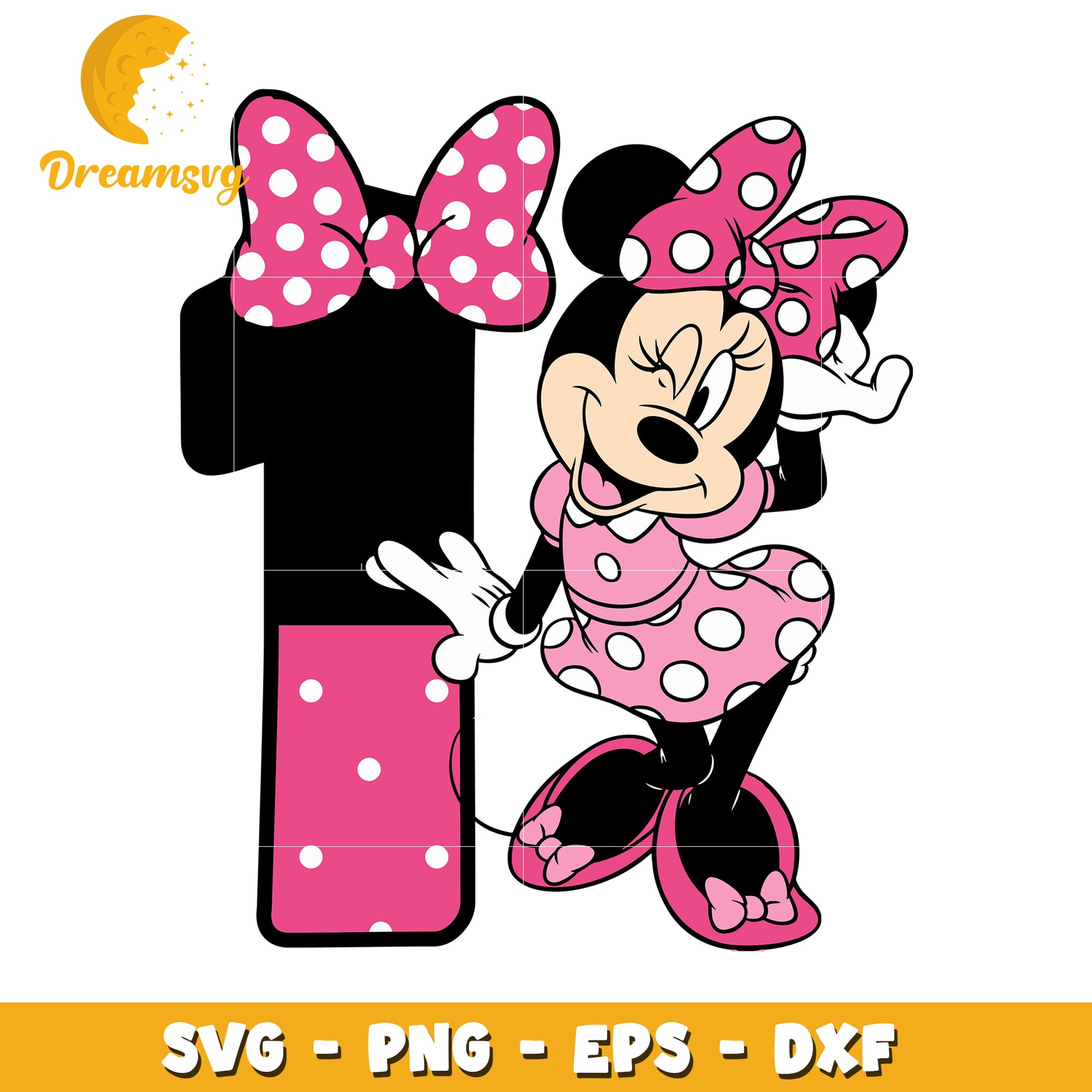 Minnie Mouse Number 1 SVG PNG EPS DXF