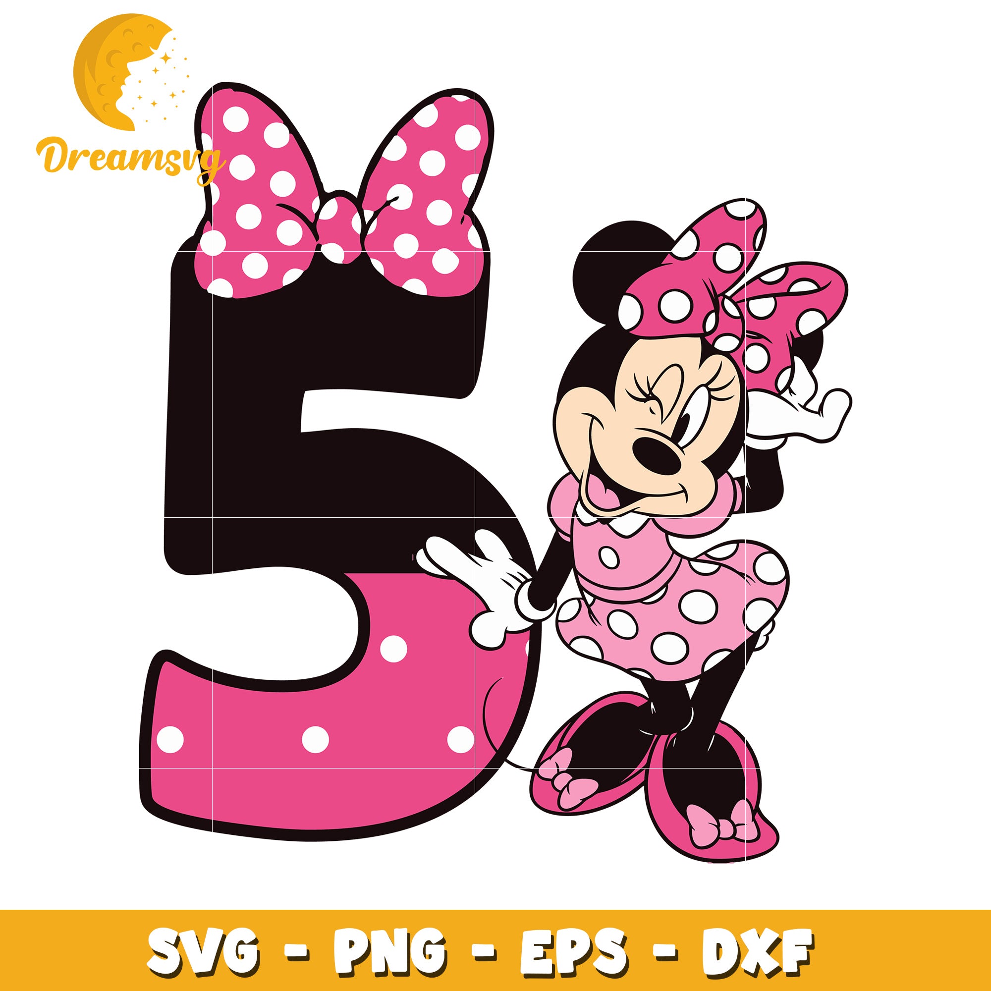 Minnie Mouse Number 5 SVG PNG EPS DXF – DreamSVG Store