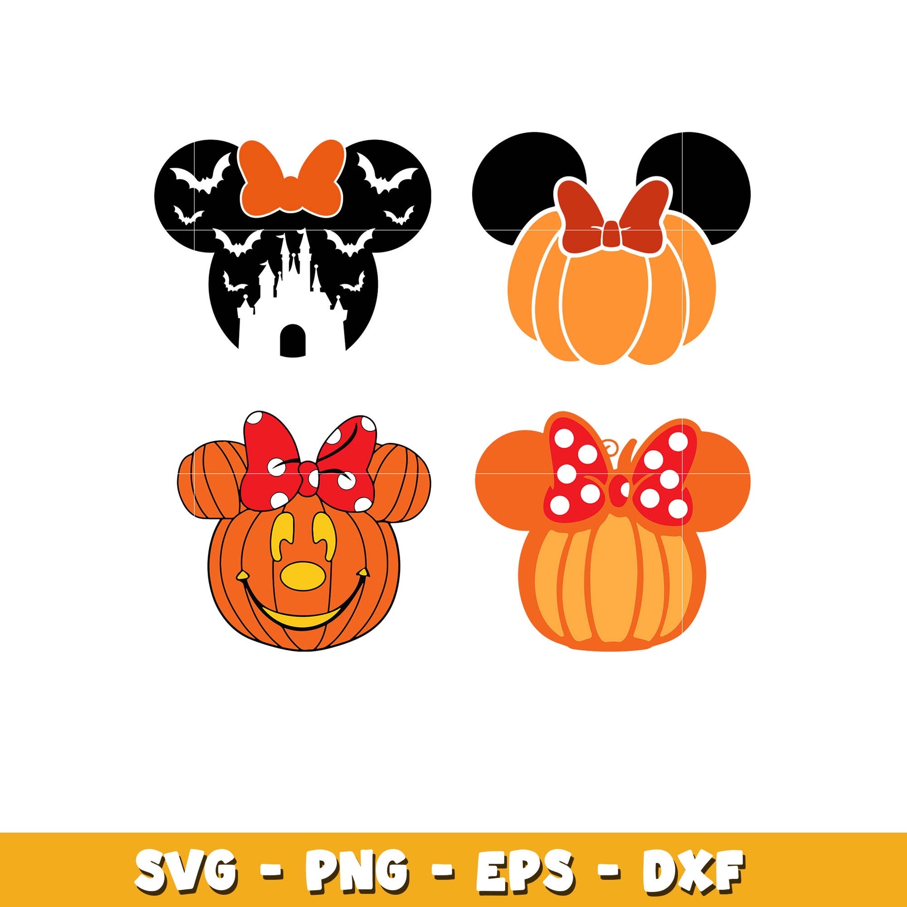 Minnie Mouse Pumpkin bundle svg,  Disney cartoon svg, Digital download 