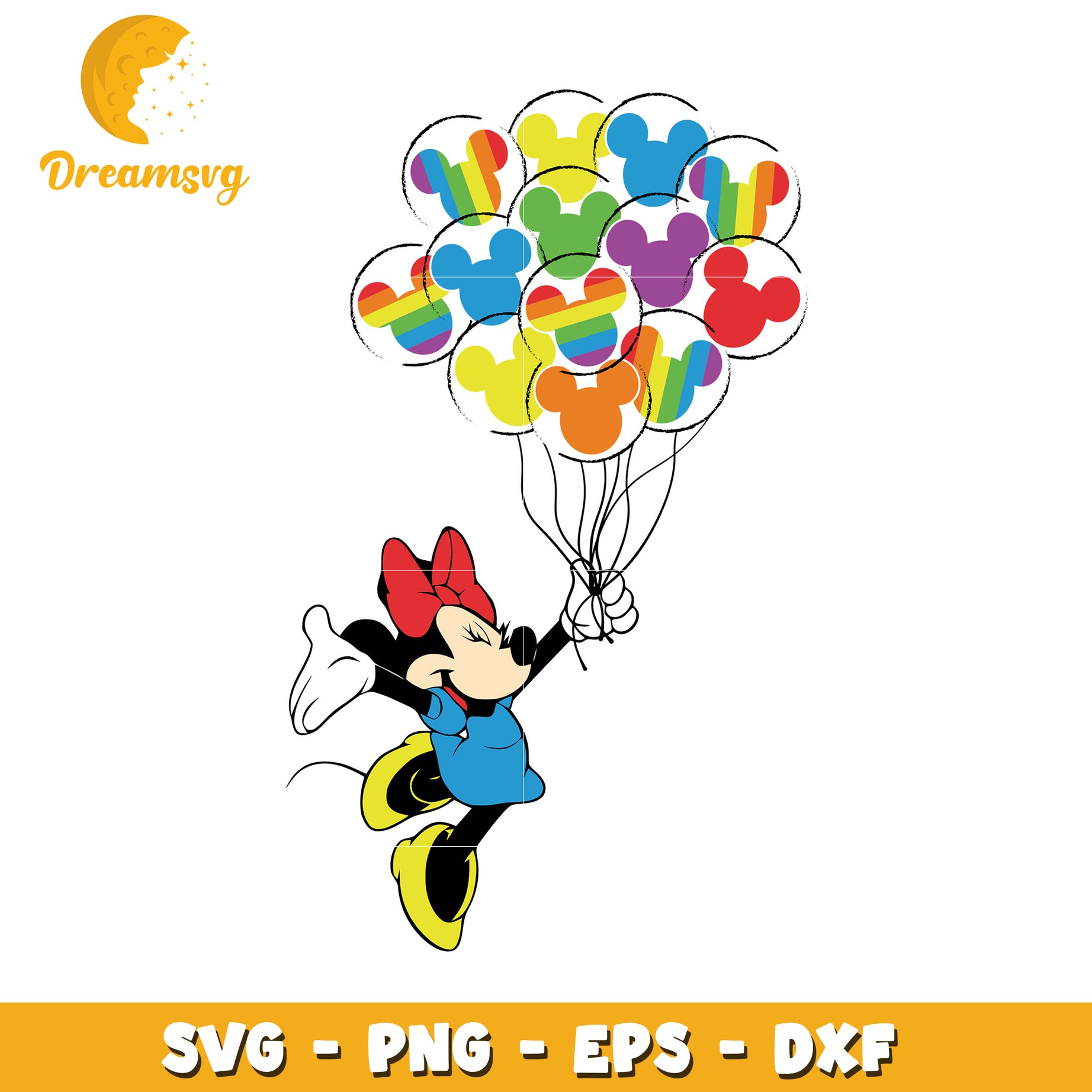 Minnie Mouse Rainbow Balloons SVG PNG EPS DXF