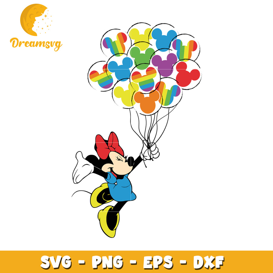 Minnie Mouse Rainbow Balloons SVG PNG EPS DXF