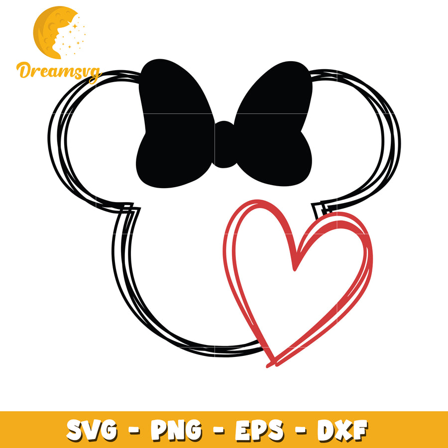 Minnie Mouse SVG Cut File with Heart