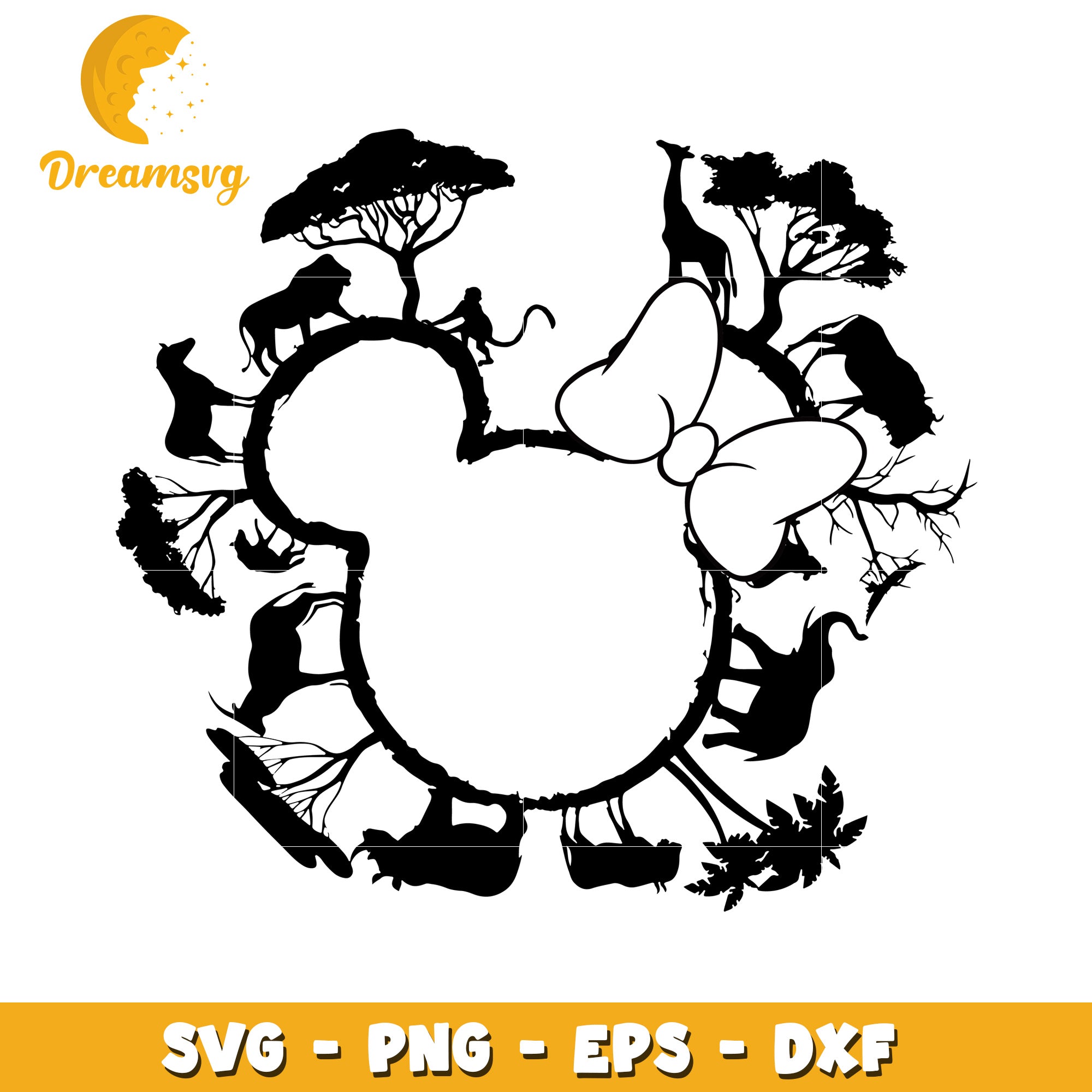 Minnie Mouse Safari Animals SVG Cut File