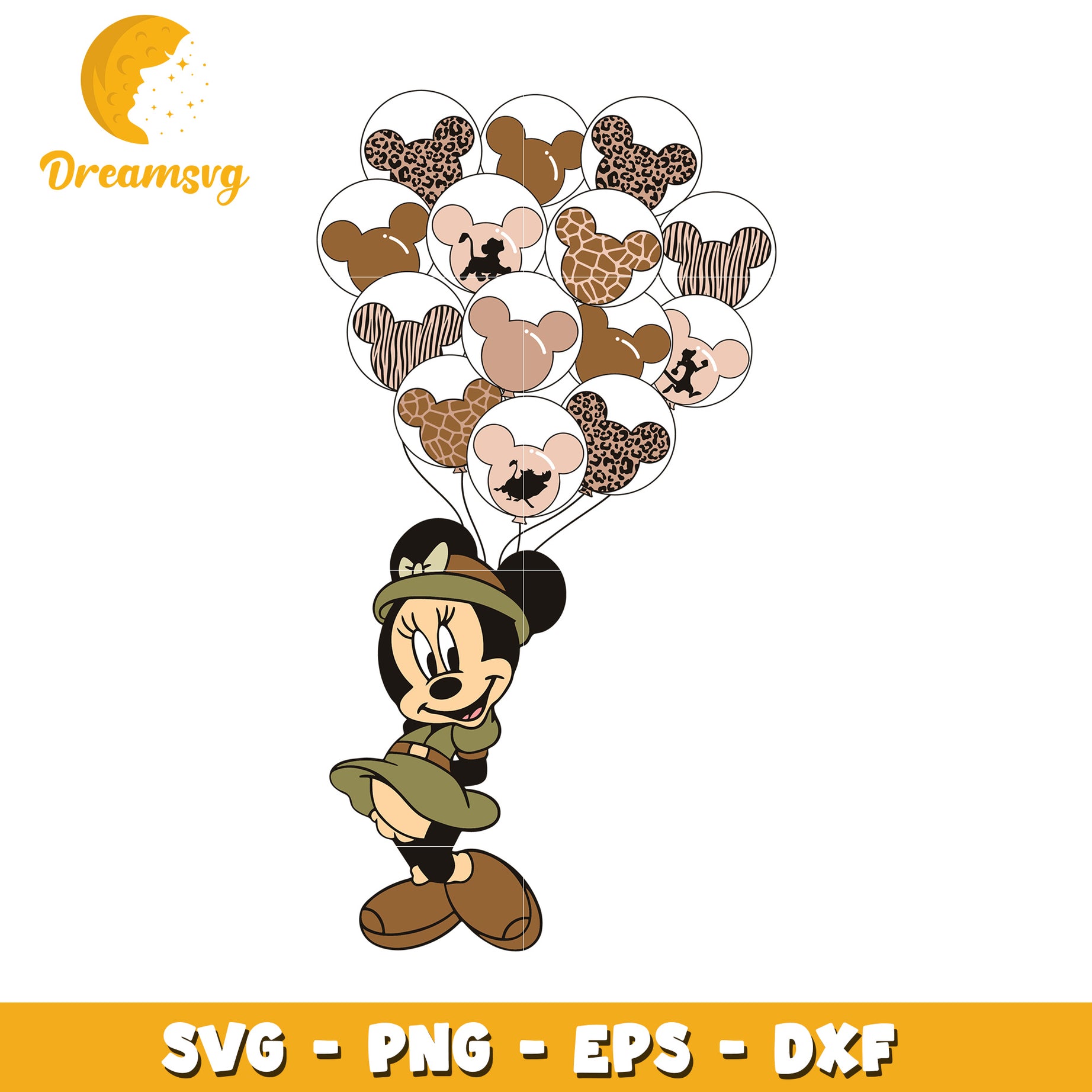 Minnie Mouse Safari Balloons SVG PNG EPS DXF