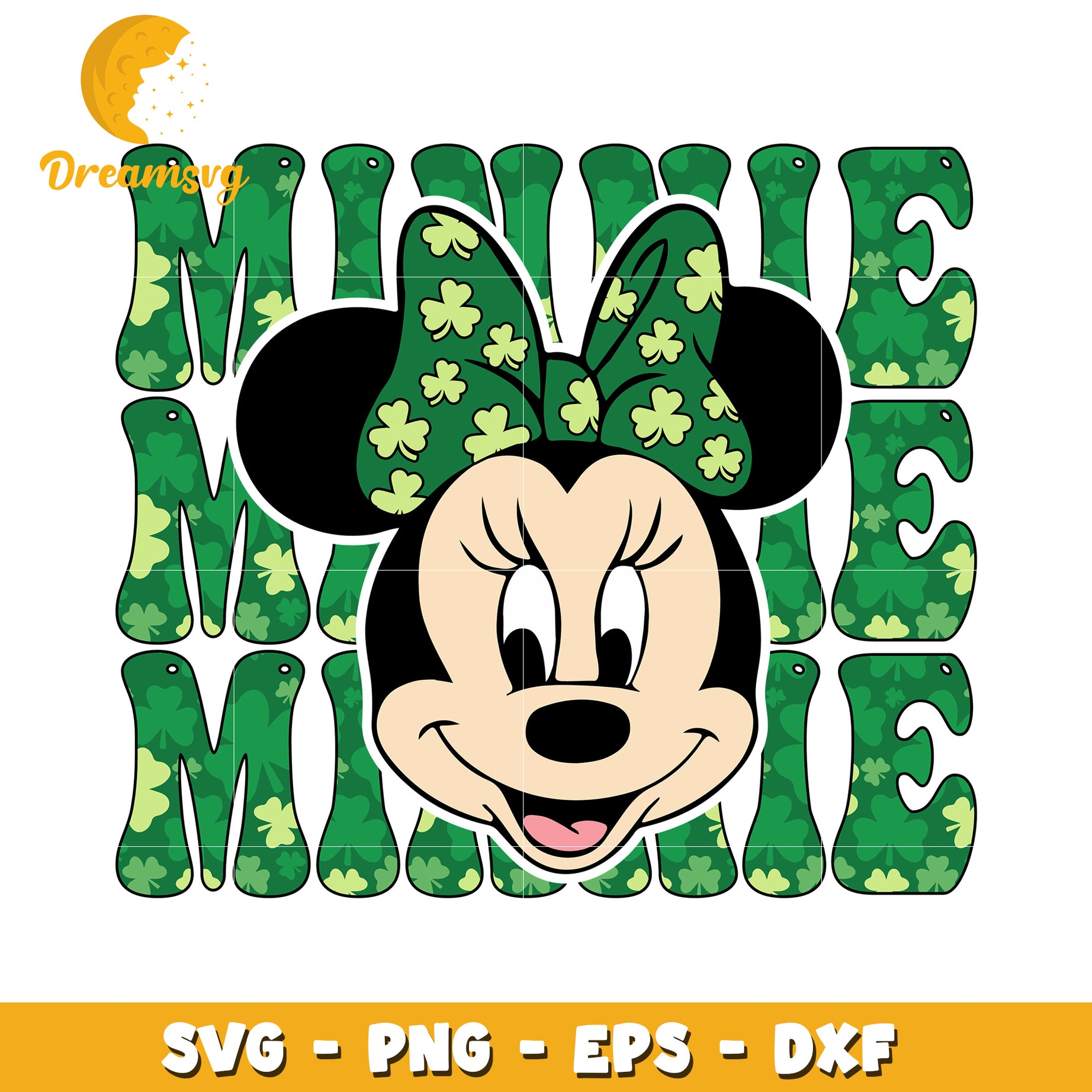 Minnie Mouse Shamrock SVG Design for St Patrick's Day Crafts