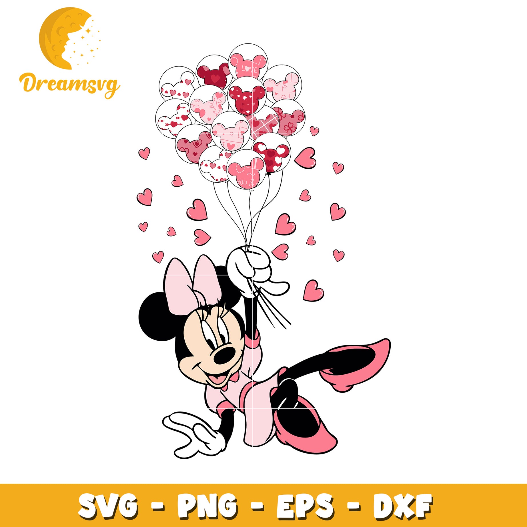Minnie Mouse Valentine Balloons SVG PNG EPS DXF