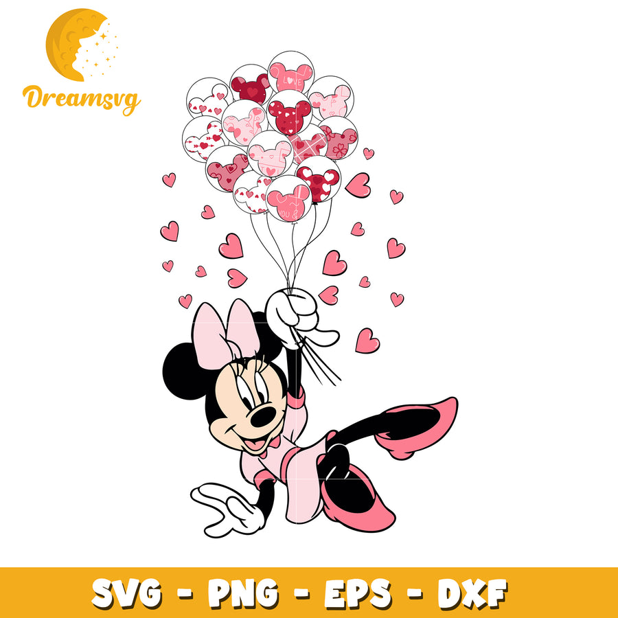 Minnie Mouse Valentine Balloons SVG PNG EPS DXF
