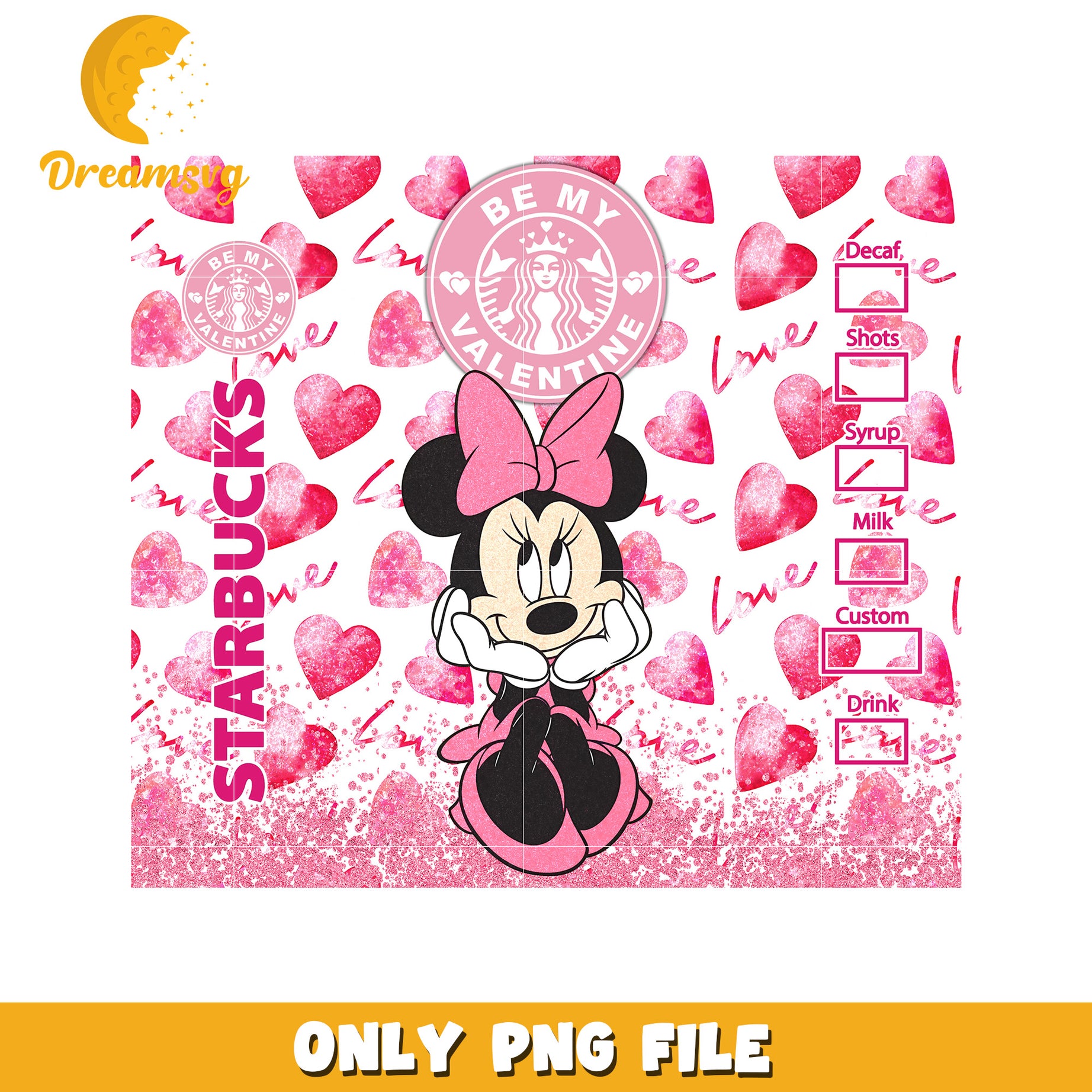 Minnie Mouse Valentine Starbucks PNG File for Downloadable Use